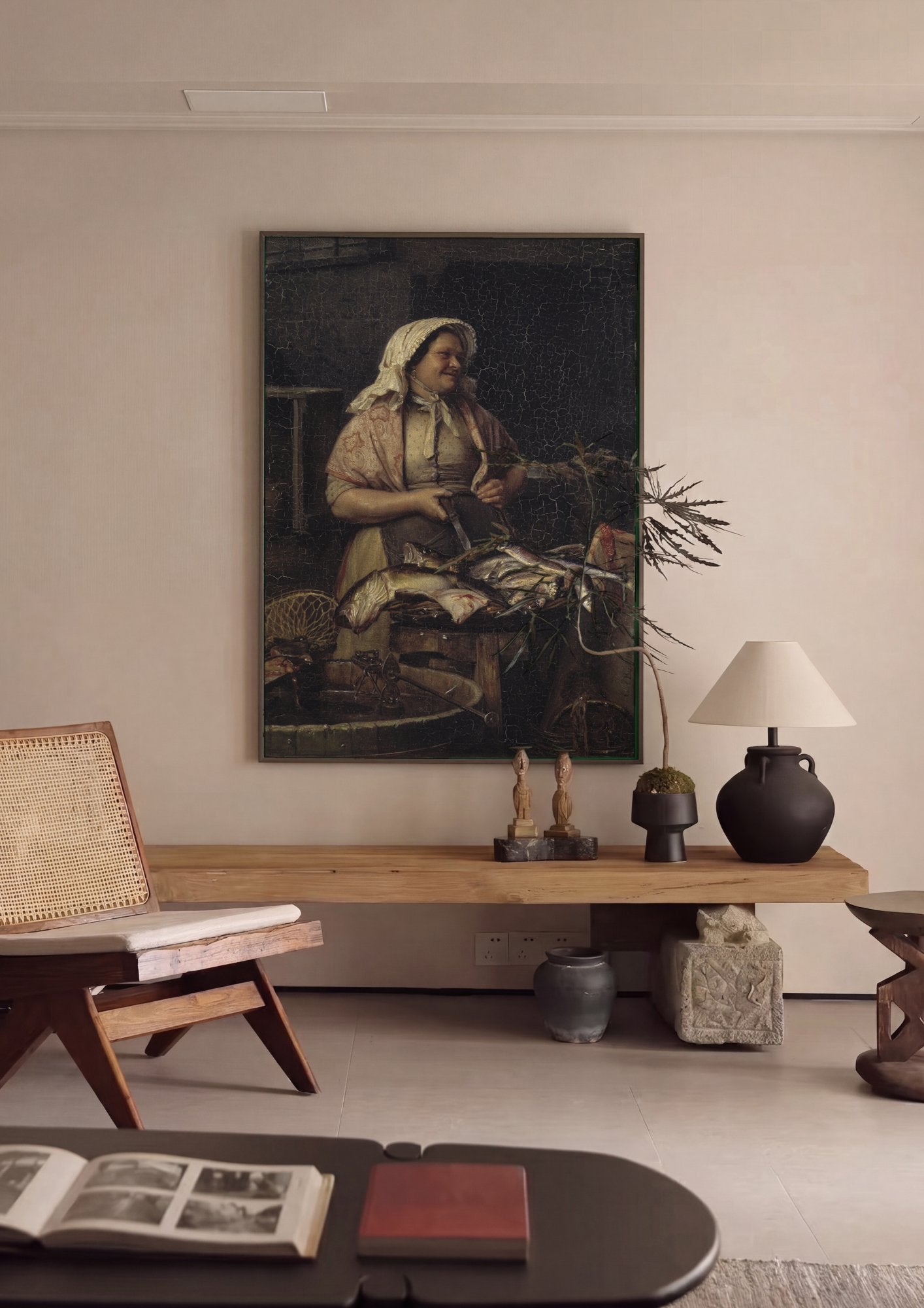 Quadro Decorativo A Vendedora de Peixe - Carl Bloch em ambiente decorado
