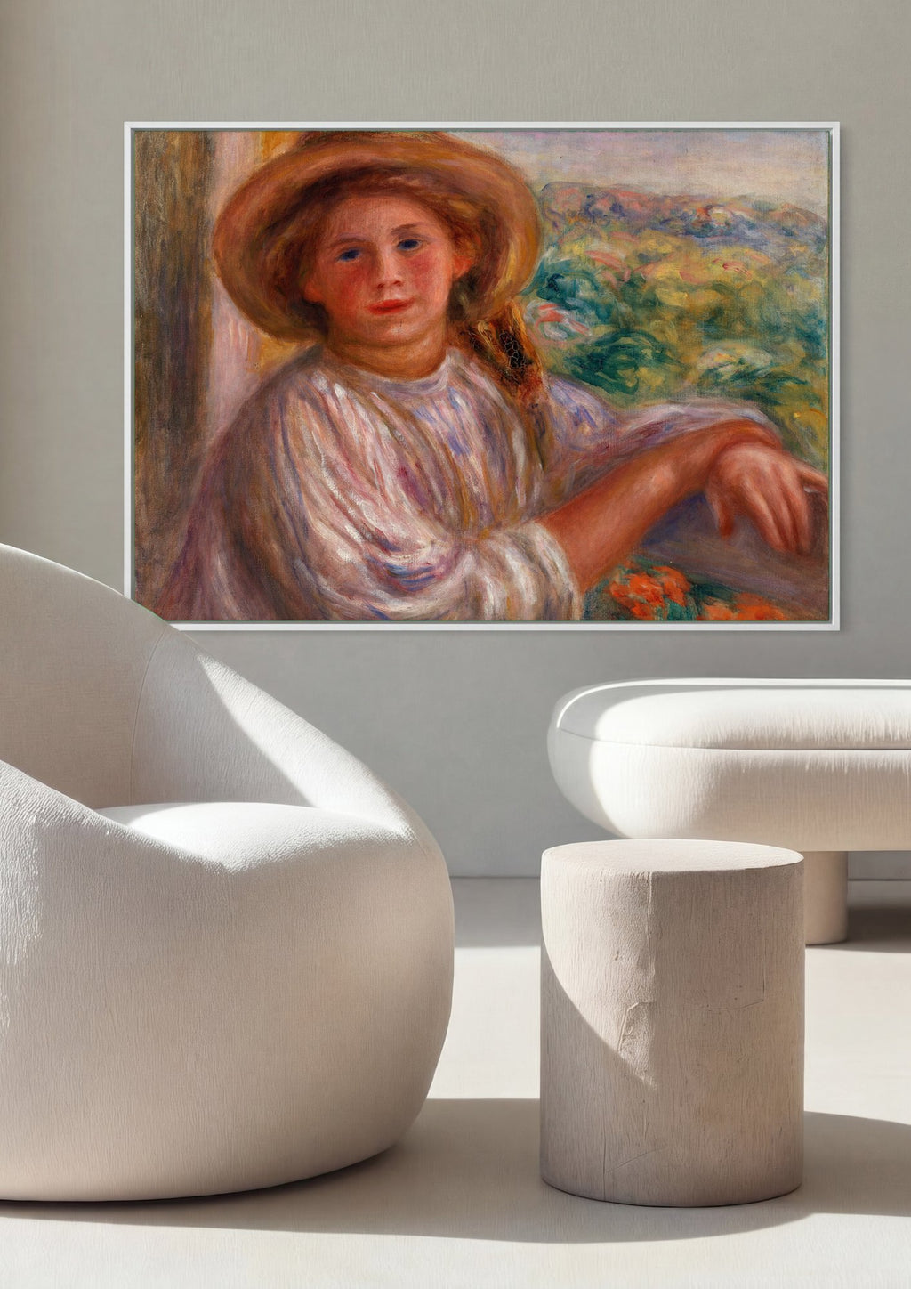 Quadro Decorativo Jovem Mulher com Chapeu - Renoir | quadro emoldurado na parede