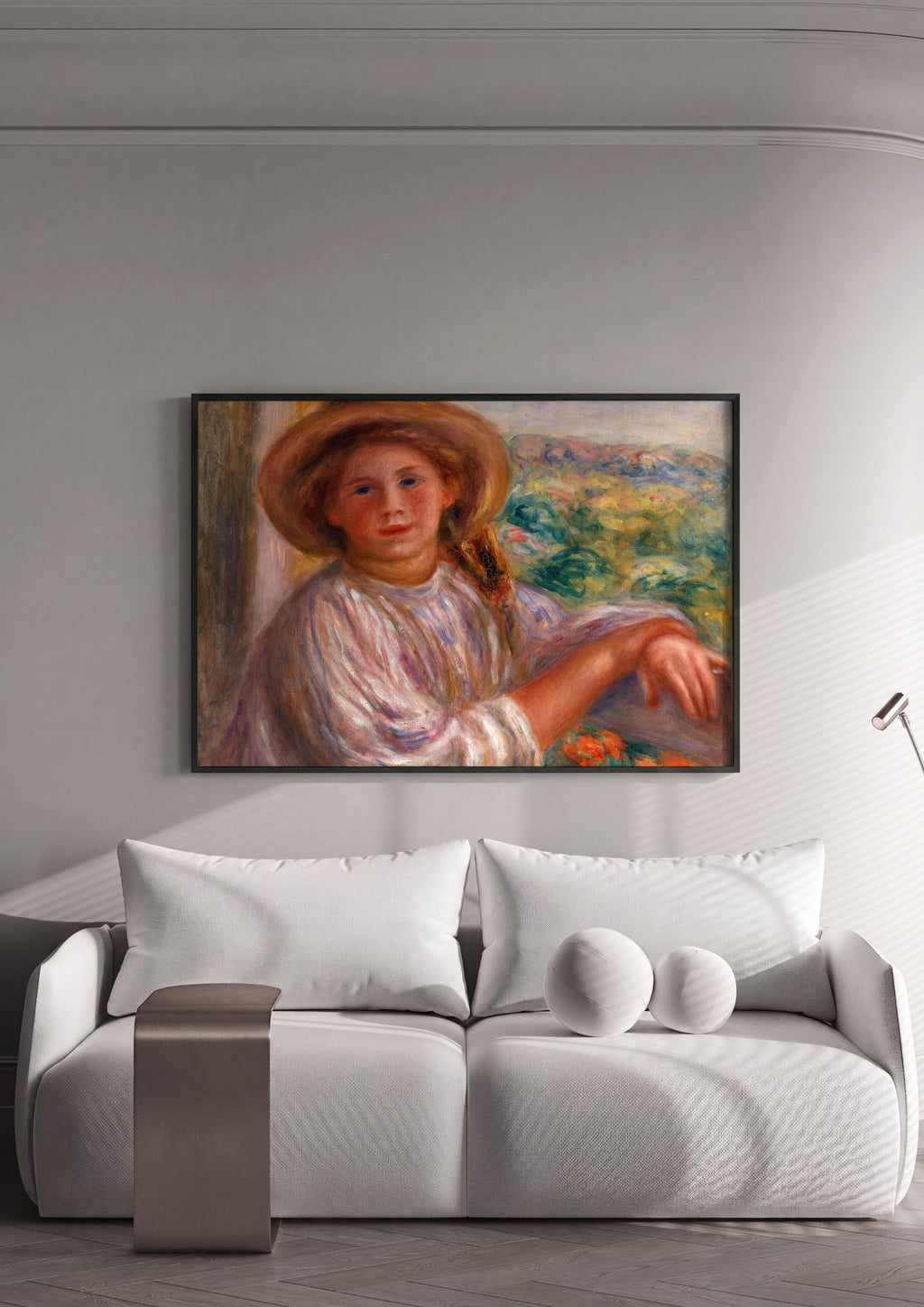 Quadro Decorativo Jovem Mulher com Chapeu - Renoir | quadro emoldurado na parede
