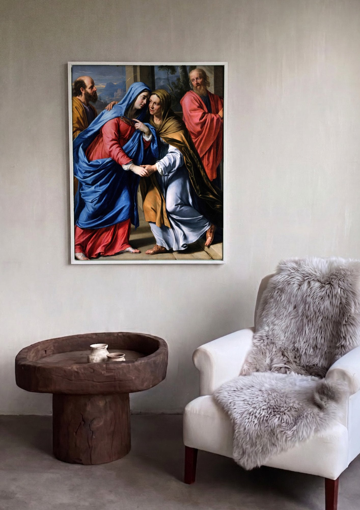 Quadro Decorativo A Visitação - Philippe de Champaigne em ambiente decorado