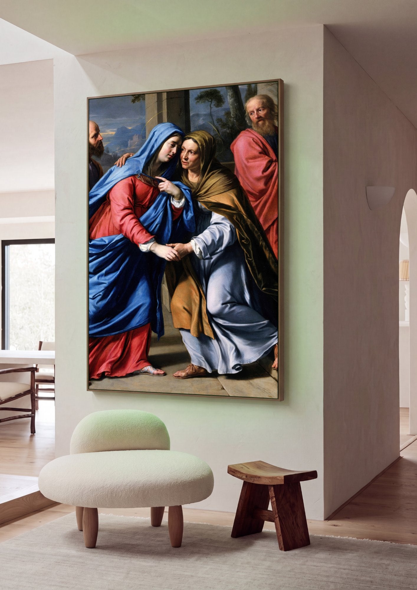 Quadro Decorativo A Visitação - Philippe de Champaigne em ambiente decorado