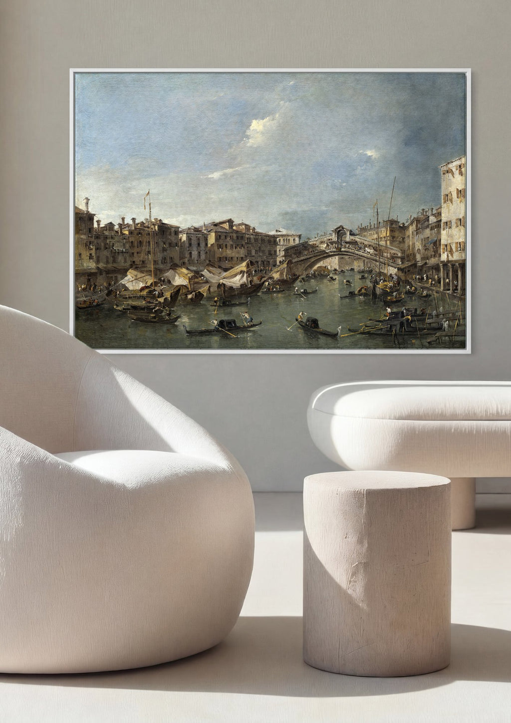 Quadro Decorativo Canal Grande e Ponte de Rialto - Guardi em ambiente decorado