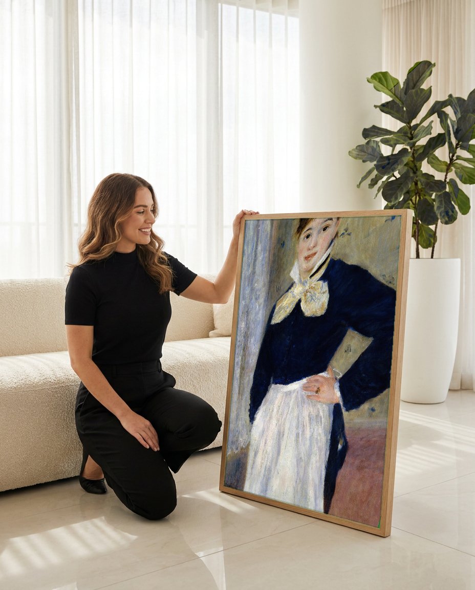 Quadro Decorativo A Camareira (La Femme de Ménage) - Renoir com modelo em ambiente