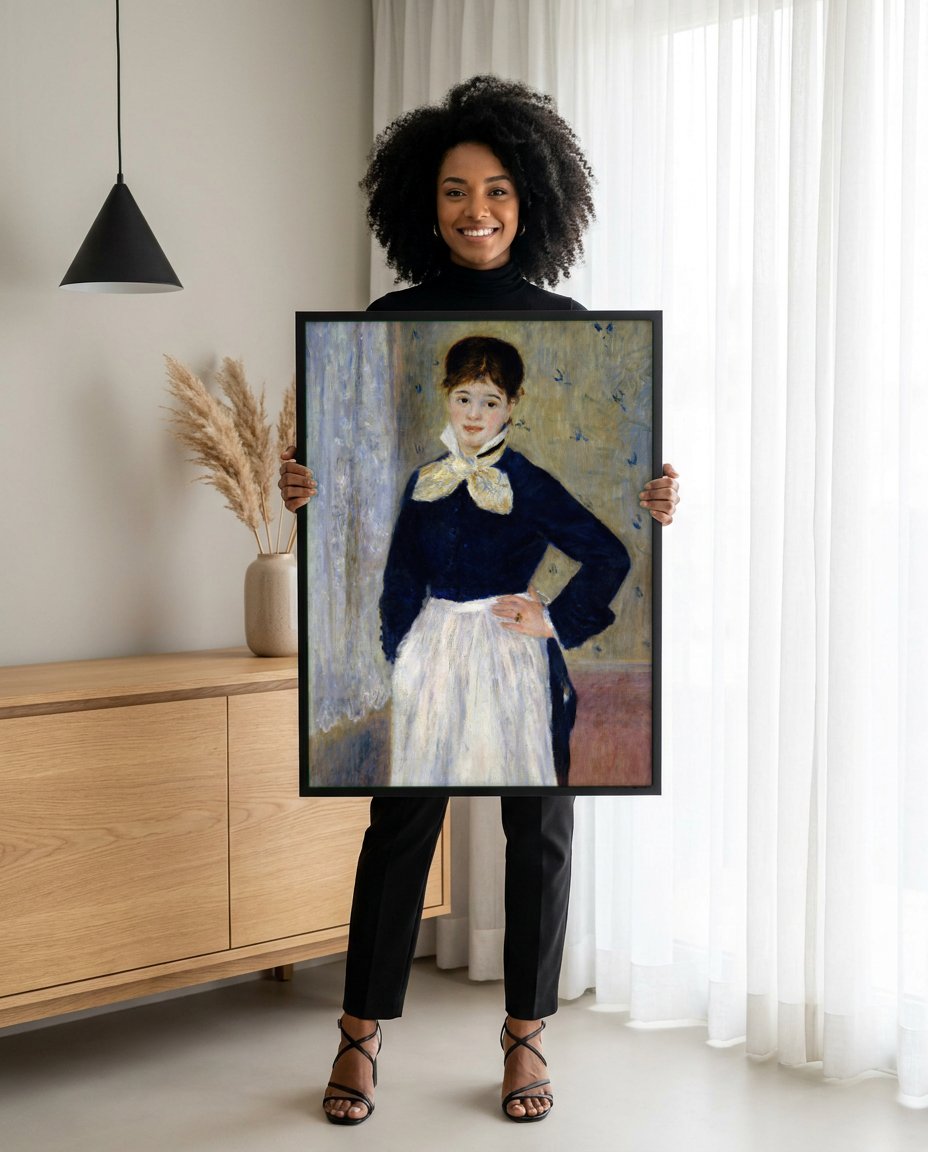 Quadro Decorativo A Camareira (La Femme de Ménage) - Renoir com modelo em ambiente