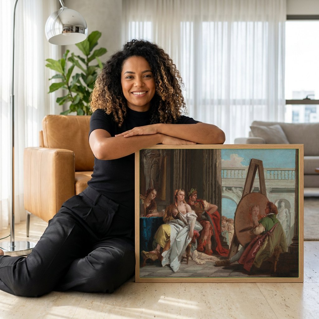 Quadro Decorativo Apolo e Daphne – G.B. Tiepolo | modelo apresentando o quadro emoldurado