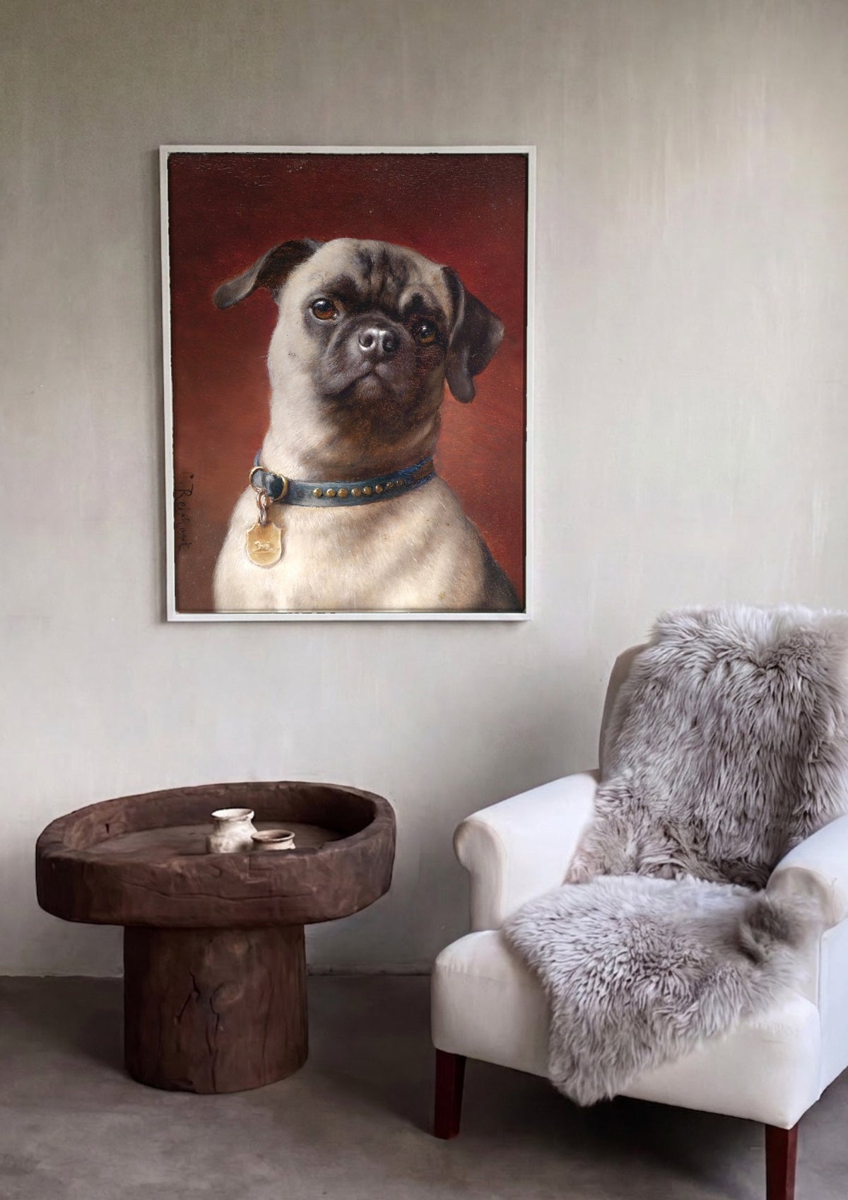 Quadro Decorativo 'Retrato de Pug' - Carl Reichert | quadro emoldurado na parede