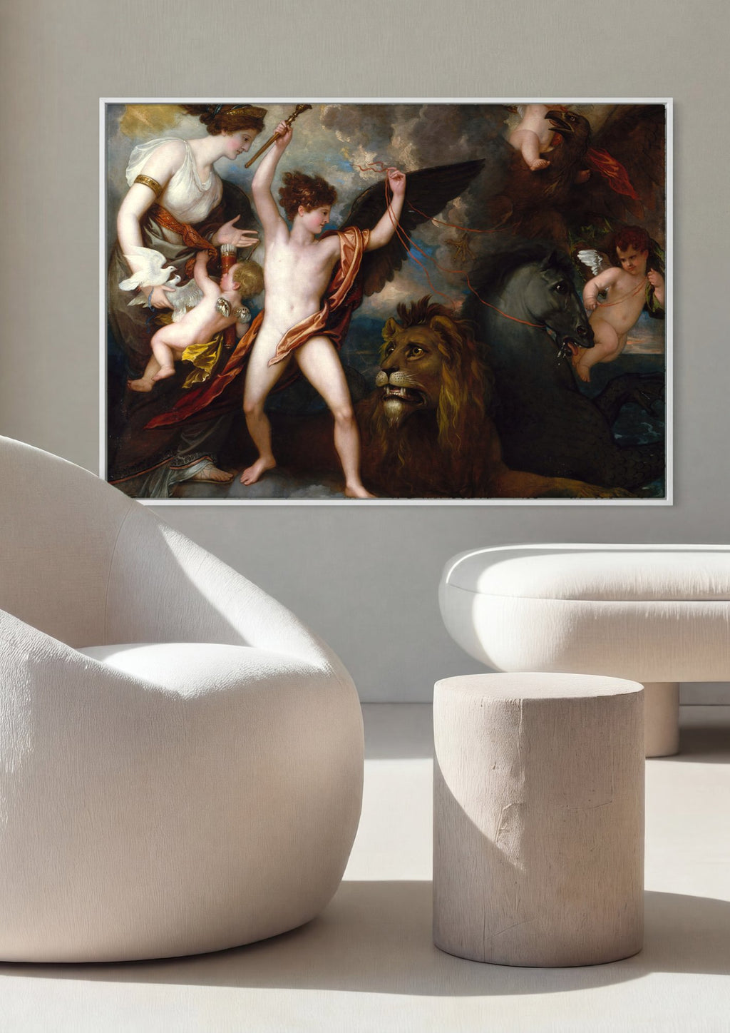 Quadro Decorativo A Expulsão de Adão e Eva - Benjamin West em ambiente decorado