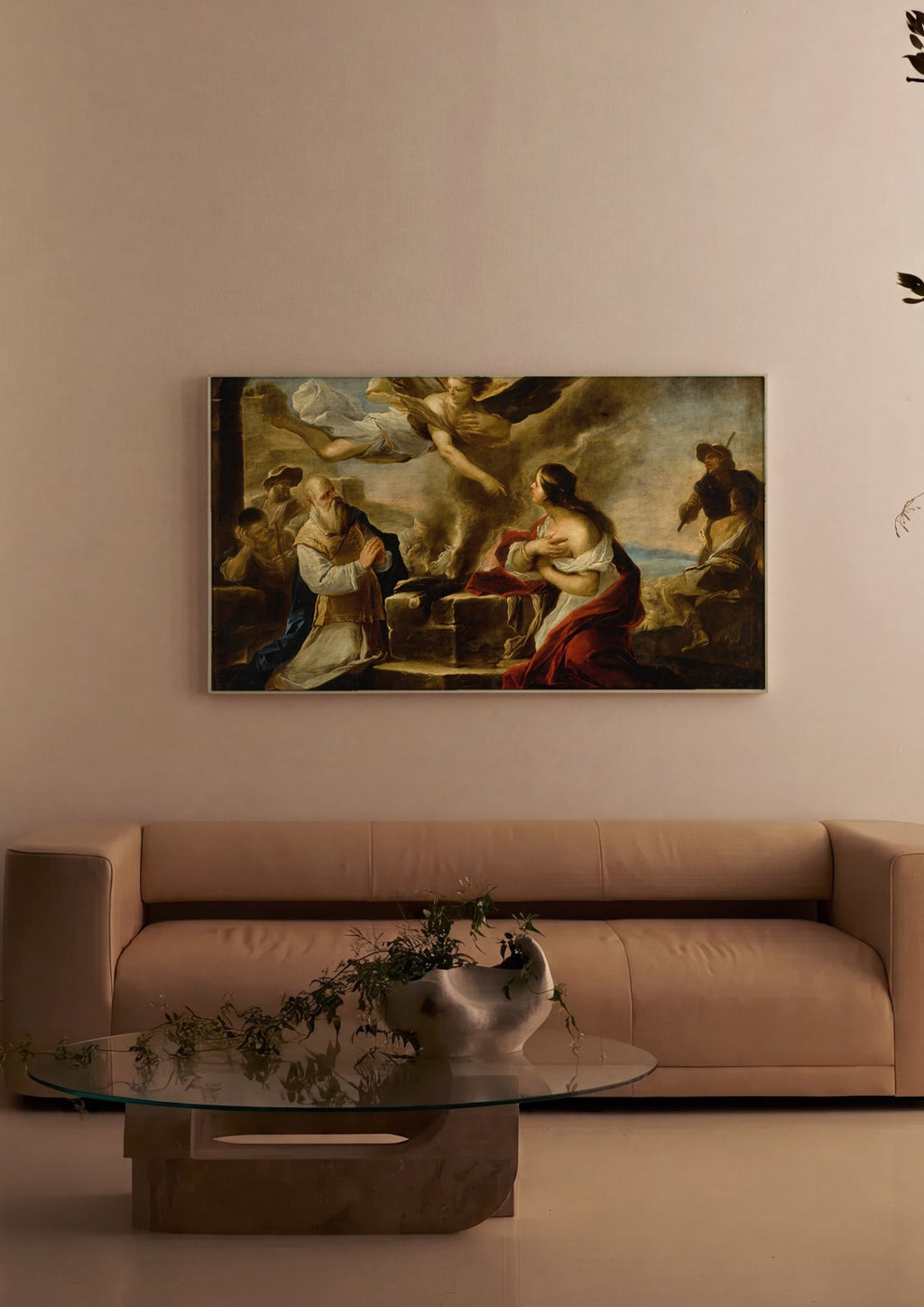 Quadro Decorativo A Anunciação a Manué e sua Esposa - Luca Giordano em ambiente decorado