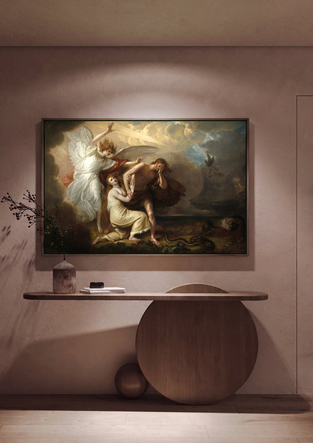 Quadro Decorativo A Expulsão de Adão e Eva - Benjamin West em ambiente decorado