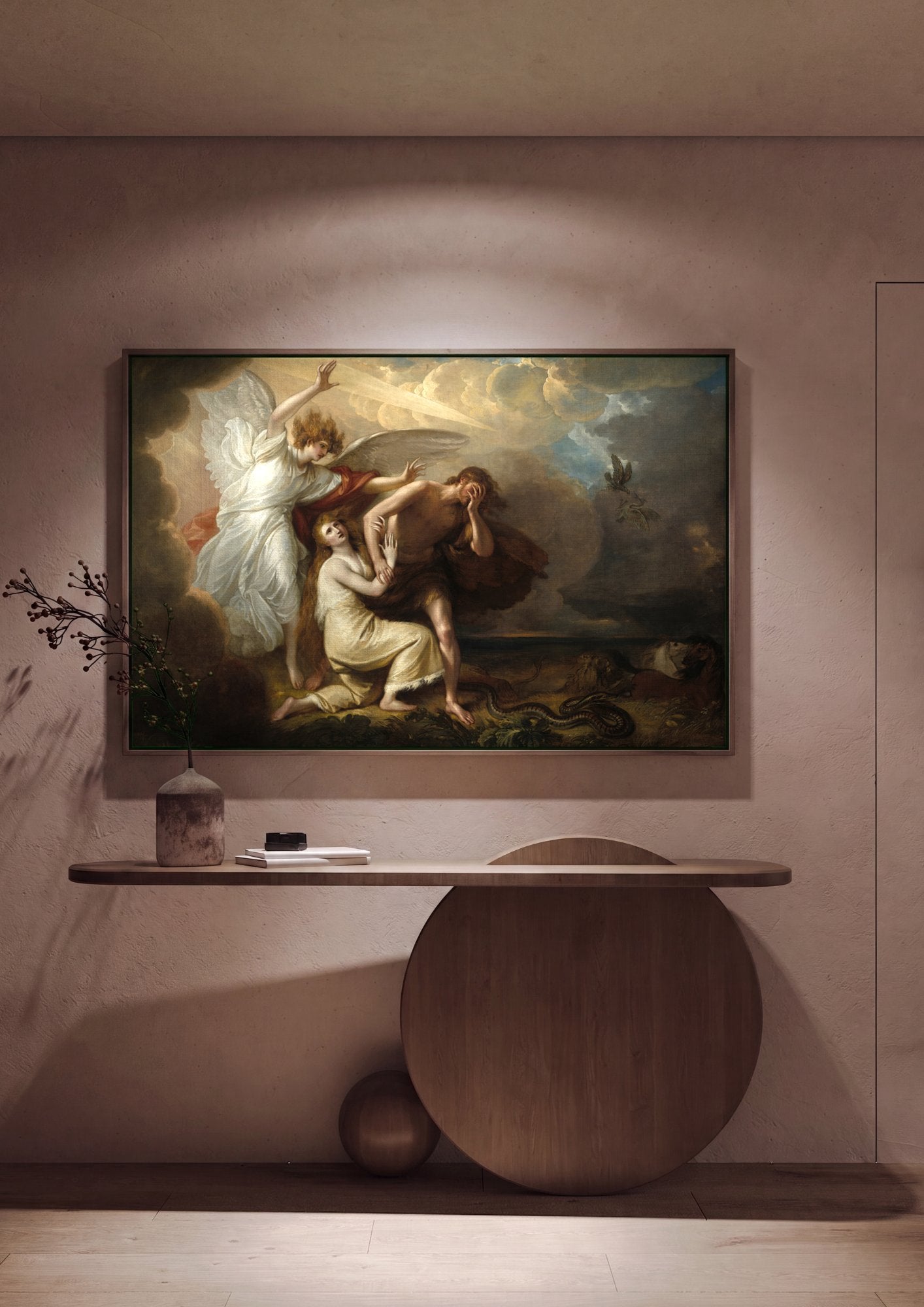 Quadro Decorativo A Expulsão de Adão e Eva - Benjamin West em ambiente decorado