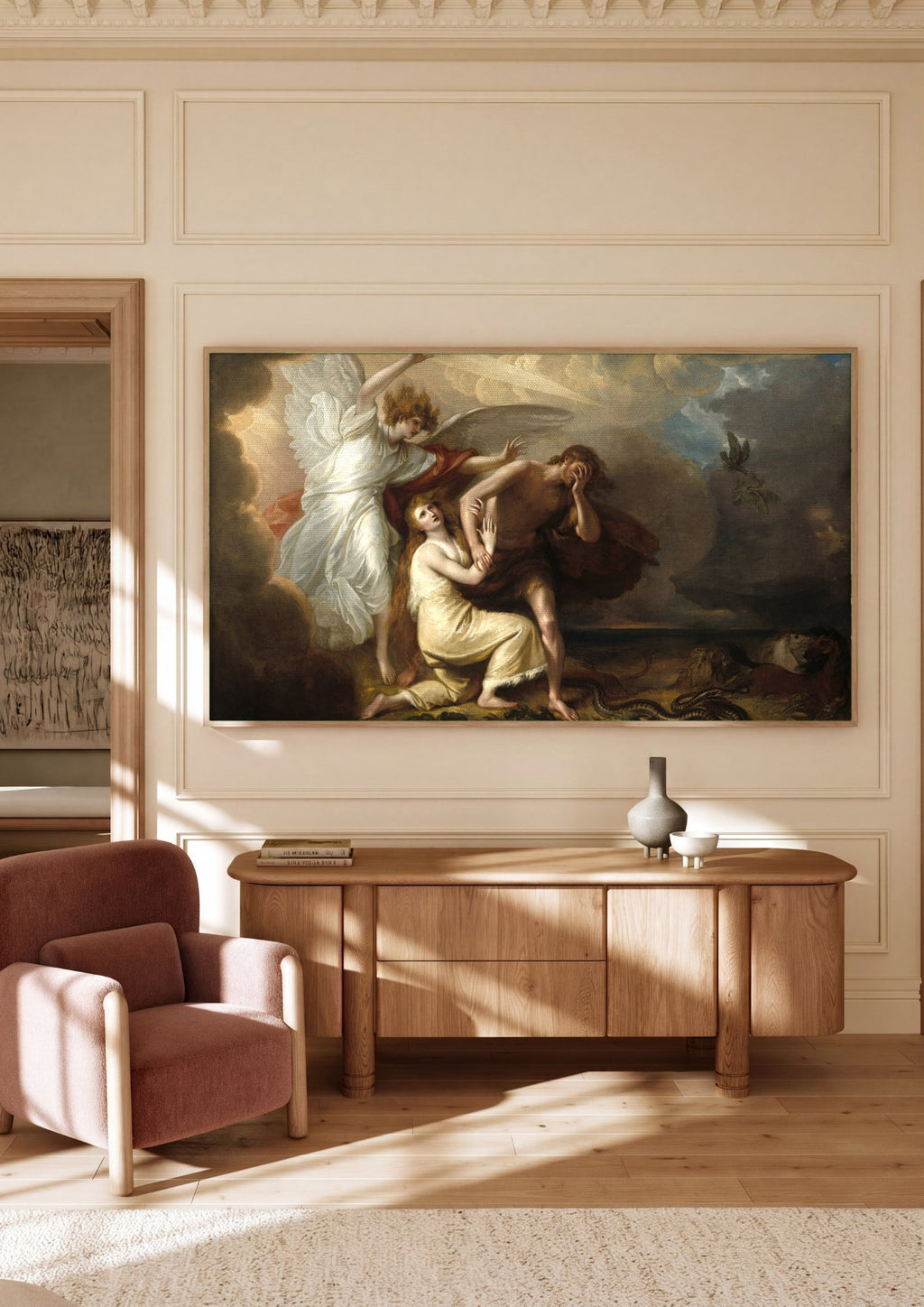 Quadro Decorativo A Expulsão de Adão e Eva - Benjamin West em ambiente decorado