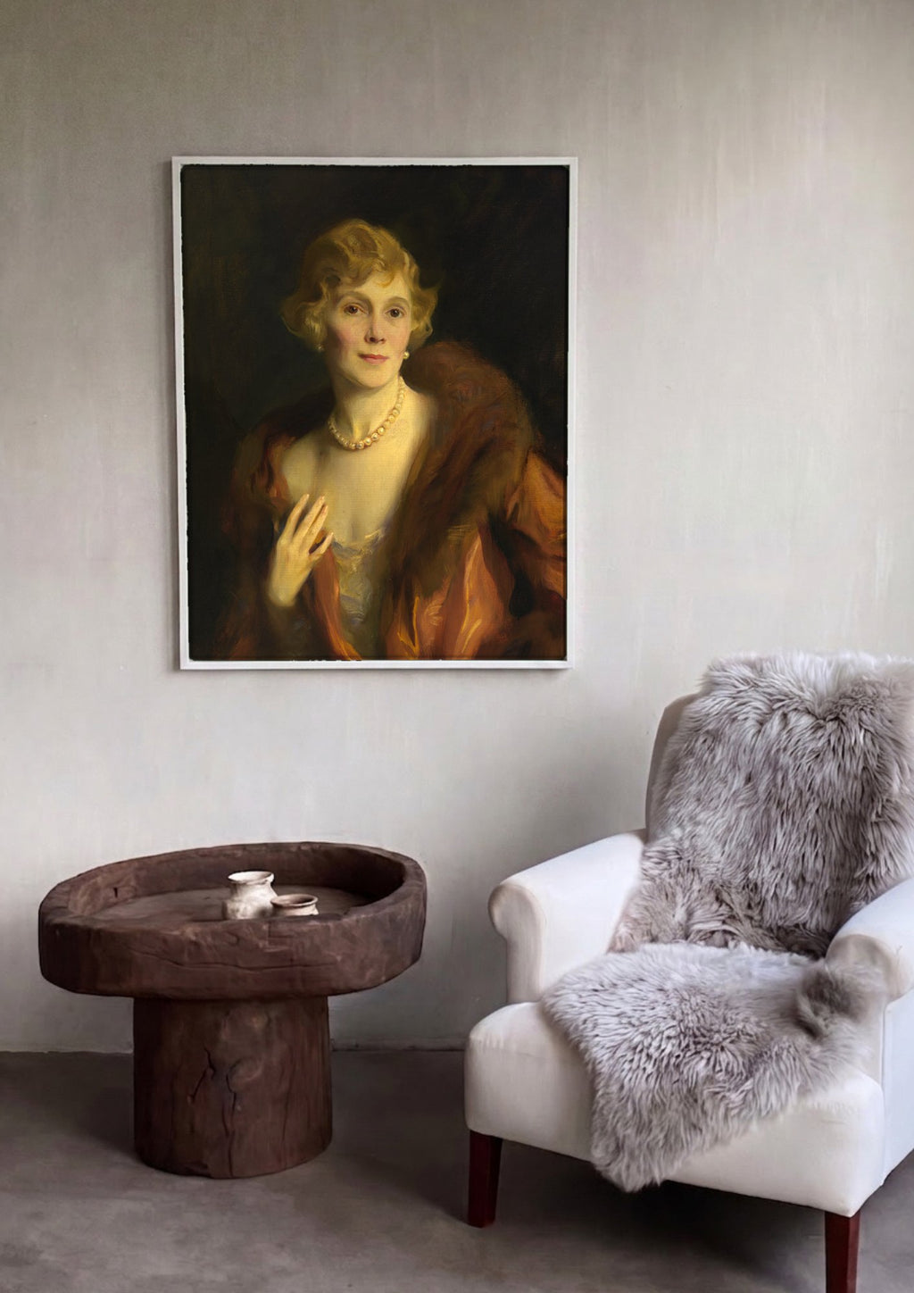 Quadro Decorativo Retrato de Dama com Pérolas - Philip Alexius de László | quadro emoldurado na parede