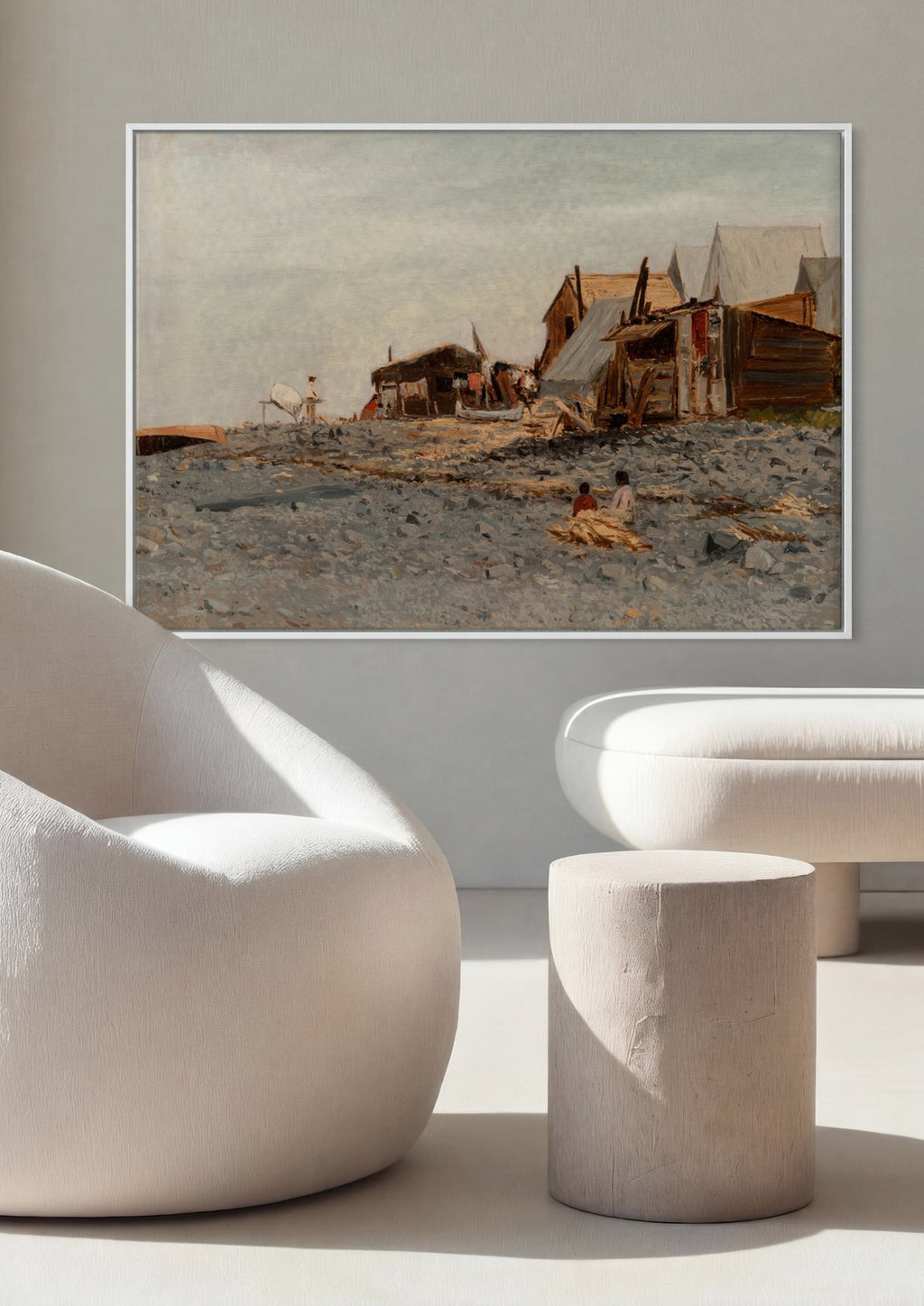 Quadro Decorativo 'Fishing Boats in the Fog, Newfoundland' - Albert Bierstadt em ambiente decorado