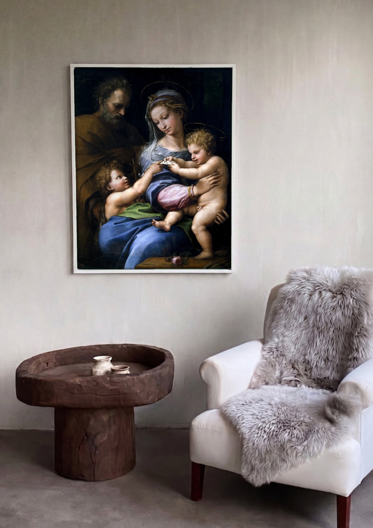 Quadro Decorativo A Sagrada Família de Francisco I - Raphael em ambiente decorado