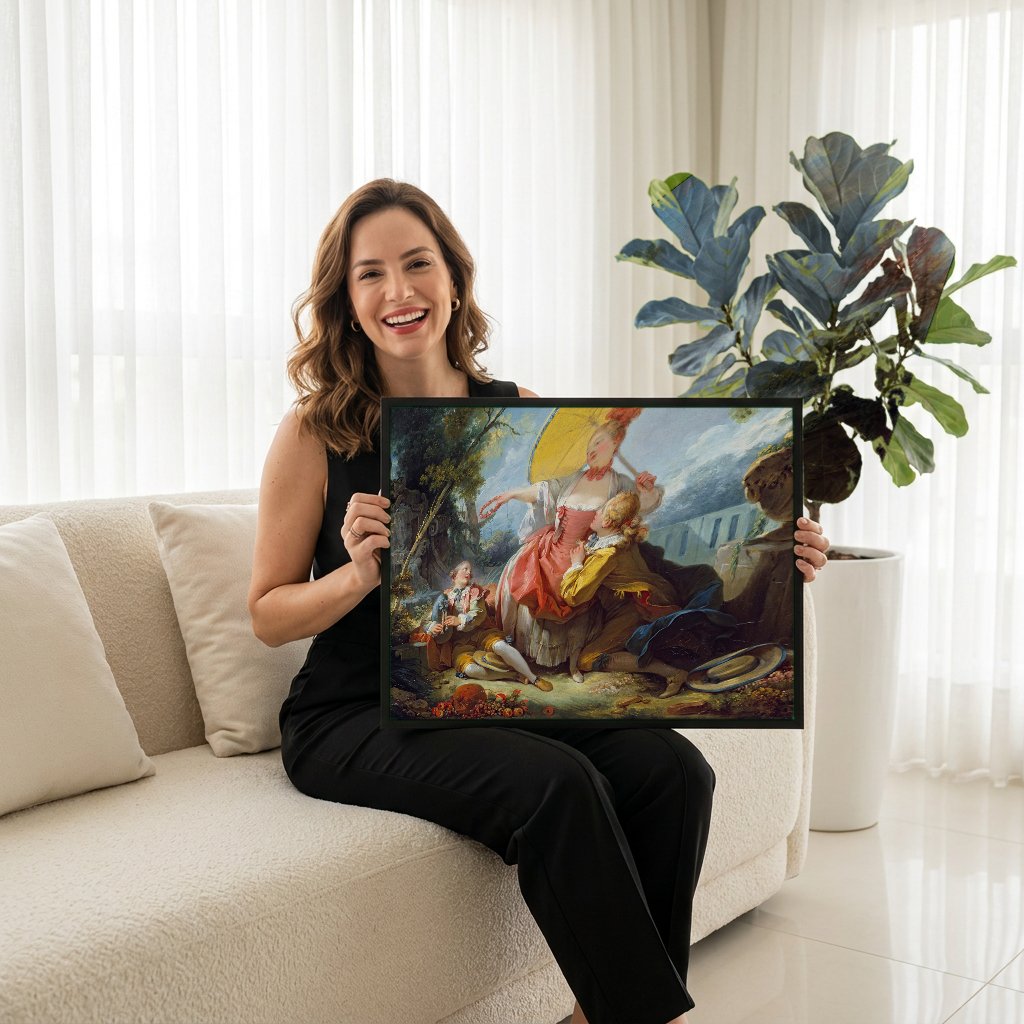 Quadro Decorativo A Coroacao do Amante - Fragonard com modelo em ambiente