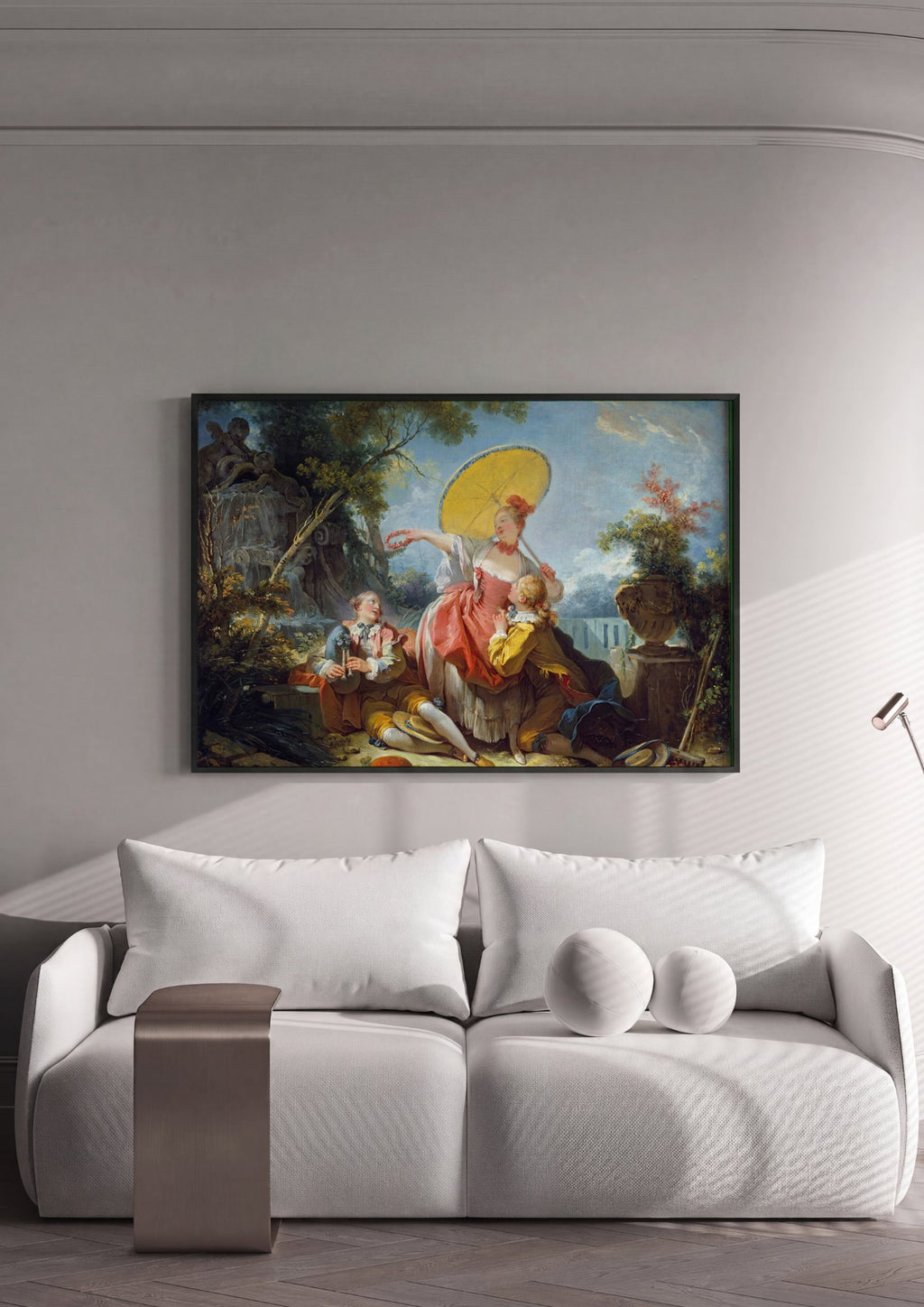 Quadro Decorativo A Coroacao do Amante - Fragonard em ambiente decorado