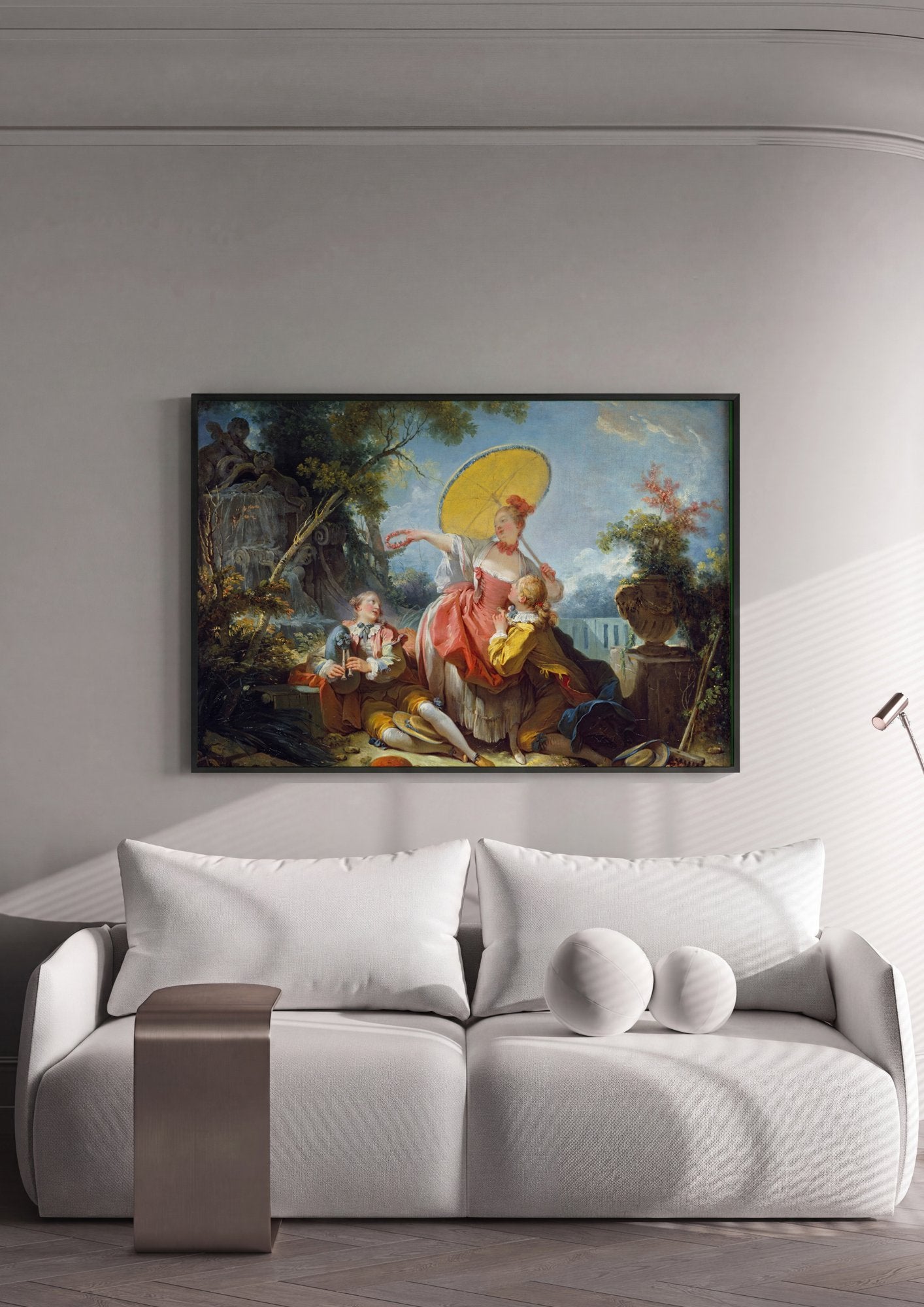 Quadro Decorativo A Coroacao do Amante - Fragonard em ambiente decorado