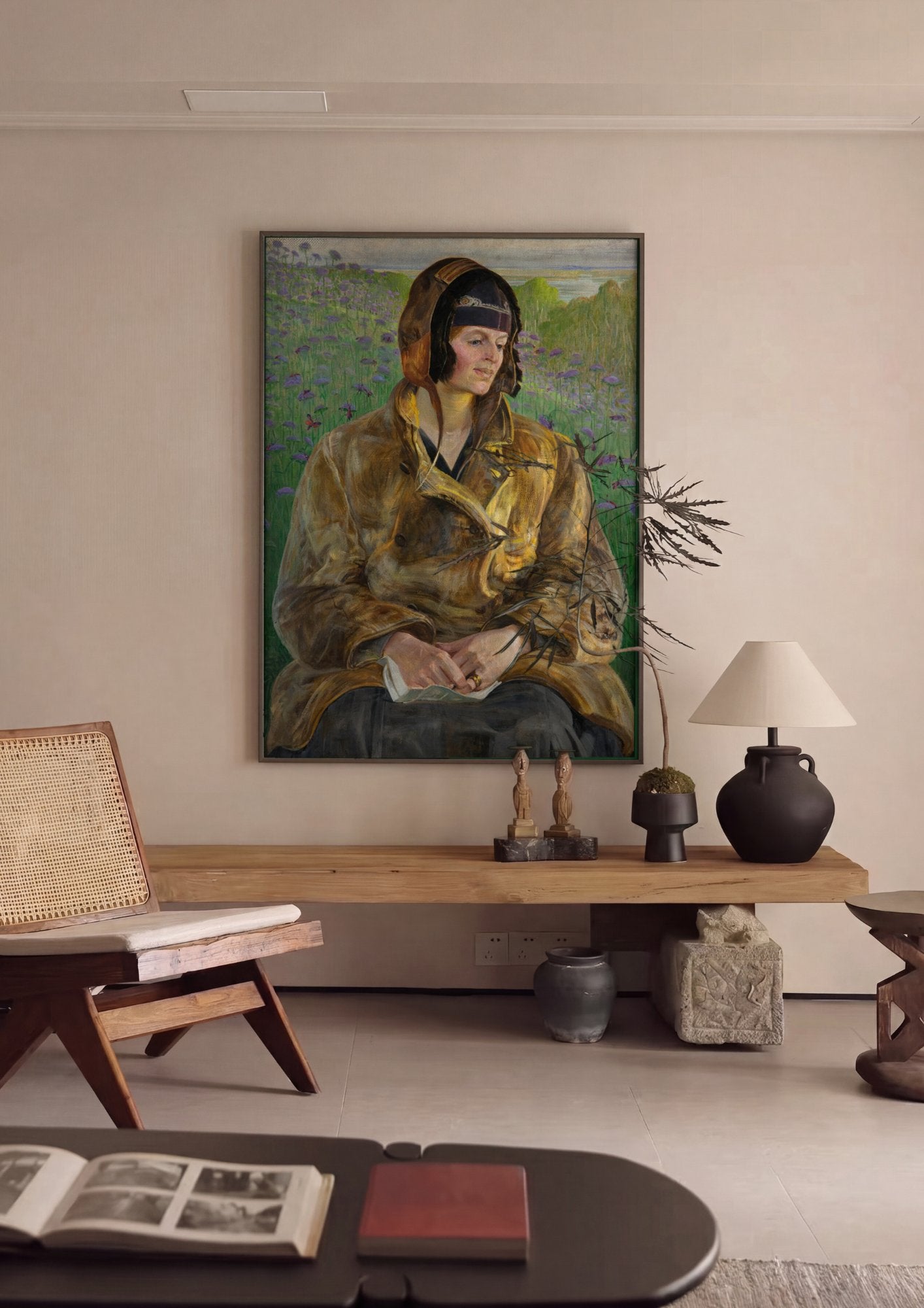 Quadro Decorativo A Mulher no Campo de Flores - Jacek Malczewski em ambiente decorado