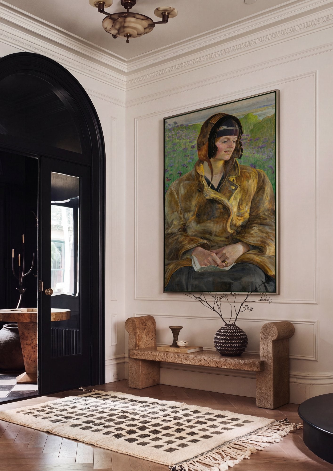 Quadro Decorativo A Mulher no Campo de Flores - Jacek Malczewski em ambiente decorado