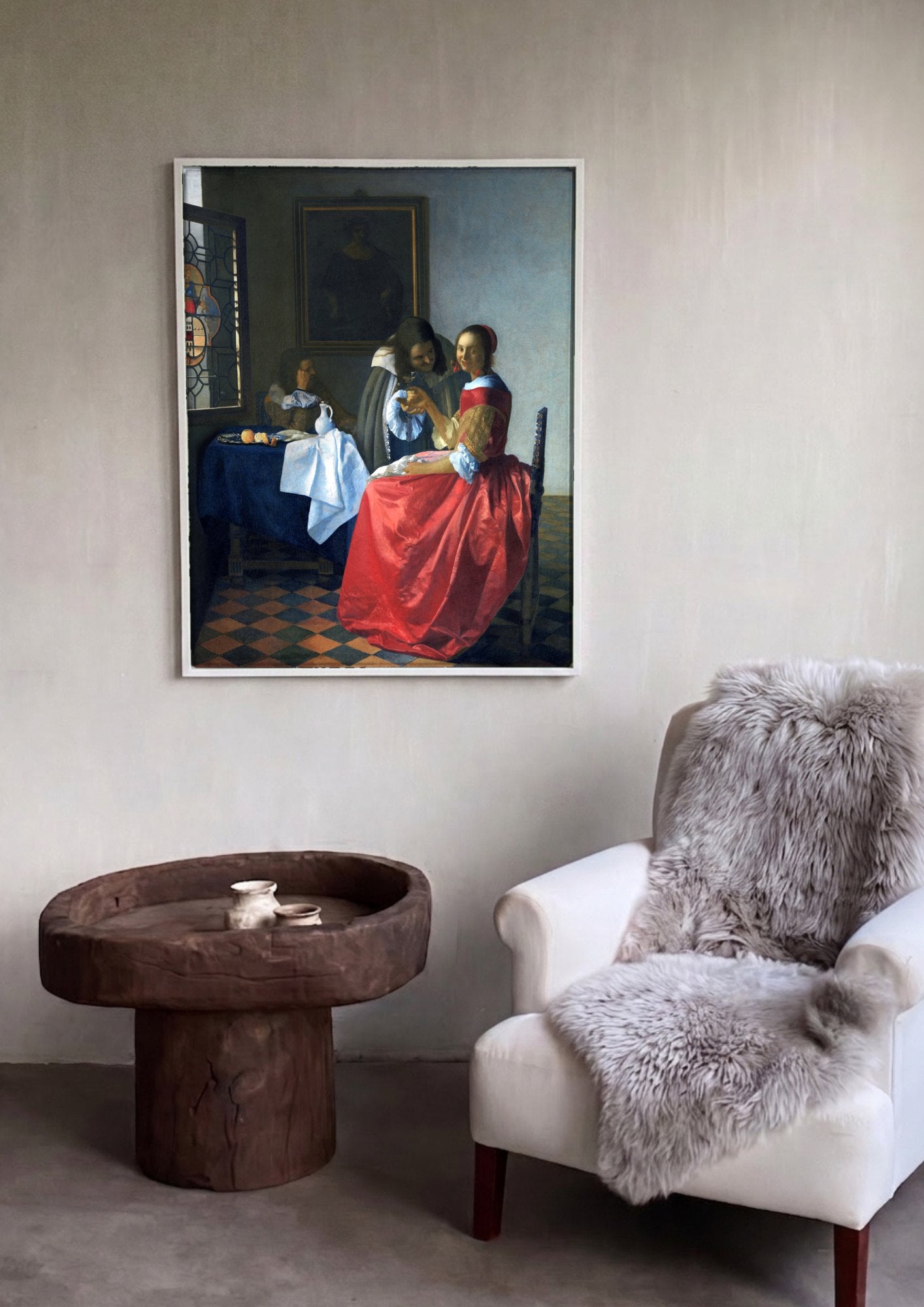 Quadro Decorativo A Taça de Vinho - Vermeer | quadro emoldurado na parede