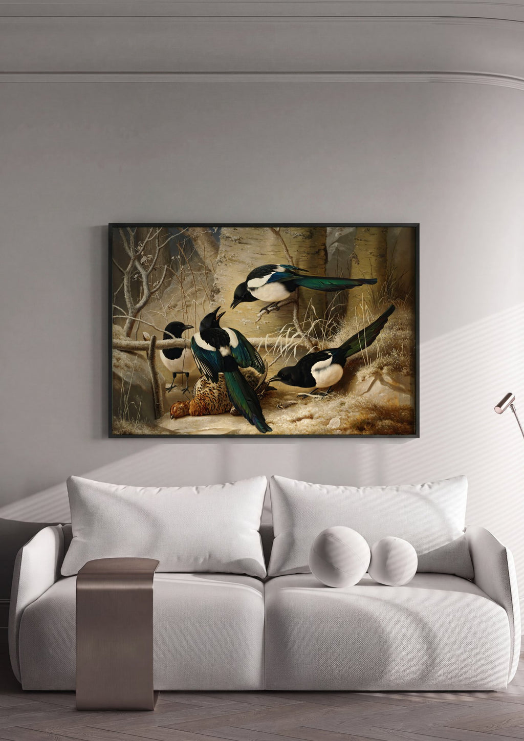 Quadro Decorativo Pássaros no Inverno - Ferdinand von Wright | quadro emoldurado na parede