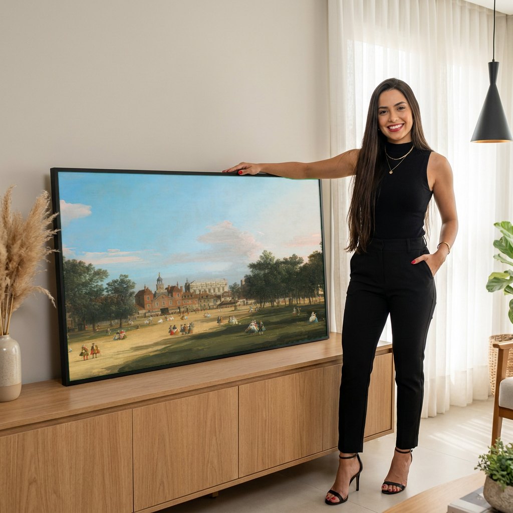Quadro Decorativo St. James's Park - Canaletto | modelo apresentando o quadro emoldurado