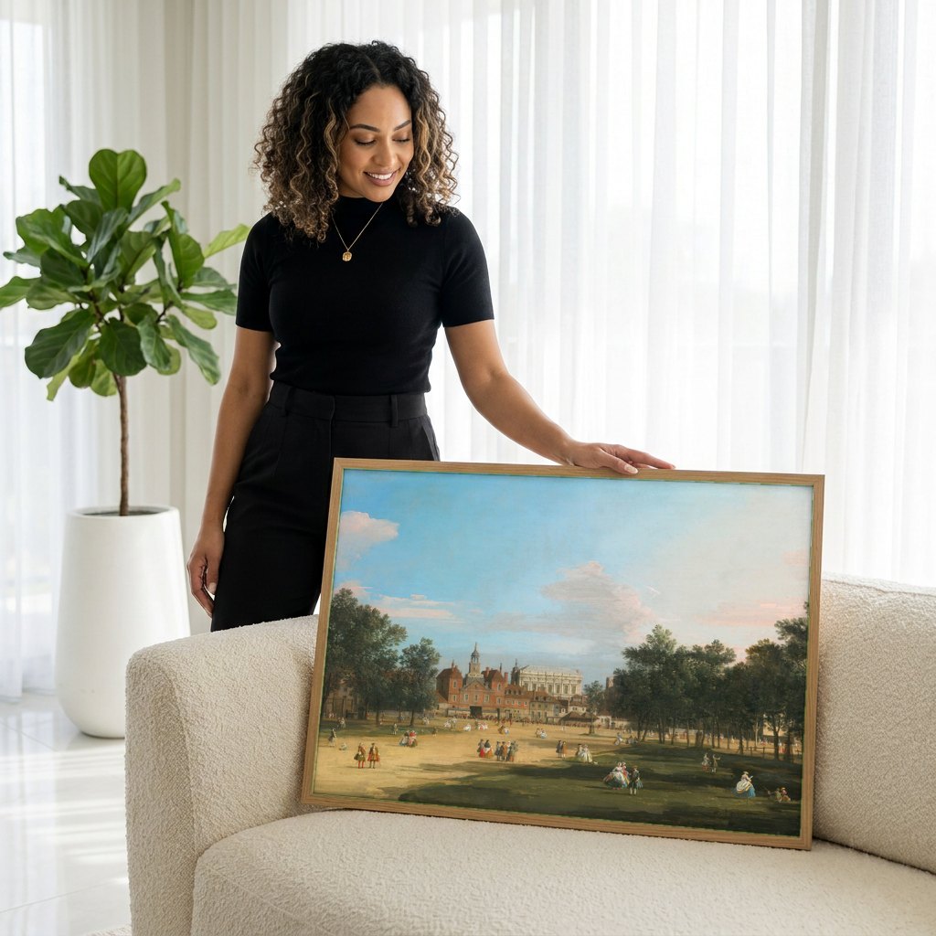 Quadro Decorativo St. James's Park - Canaletto | modelo apresentando o quadro emoldurado