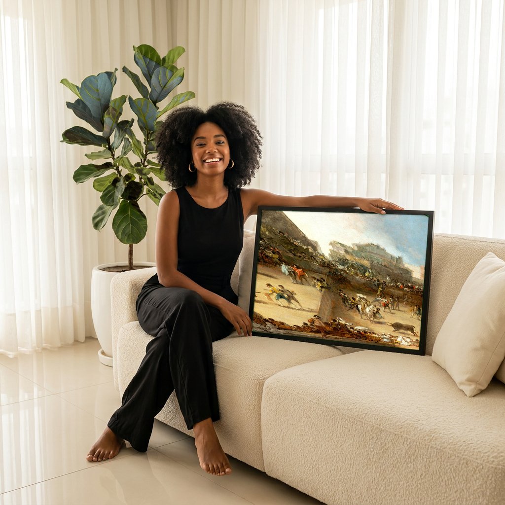 Quadro Decorativo Tourada - Francisco de Goya com modelo em ambiente