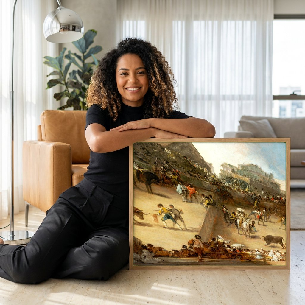 Quadro Decorativo Tourada - Francisco de Goya com modelo em ambiente