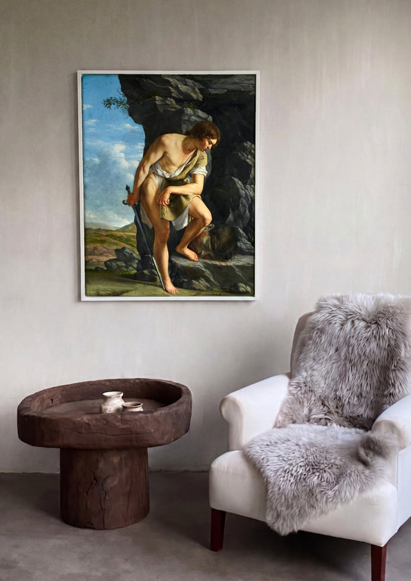 Quadro Decorativo Davi com a Cabeça de Golias - Artemisia Gentileschi em ambiente decorado