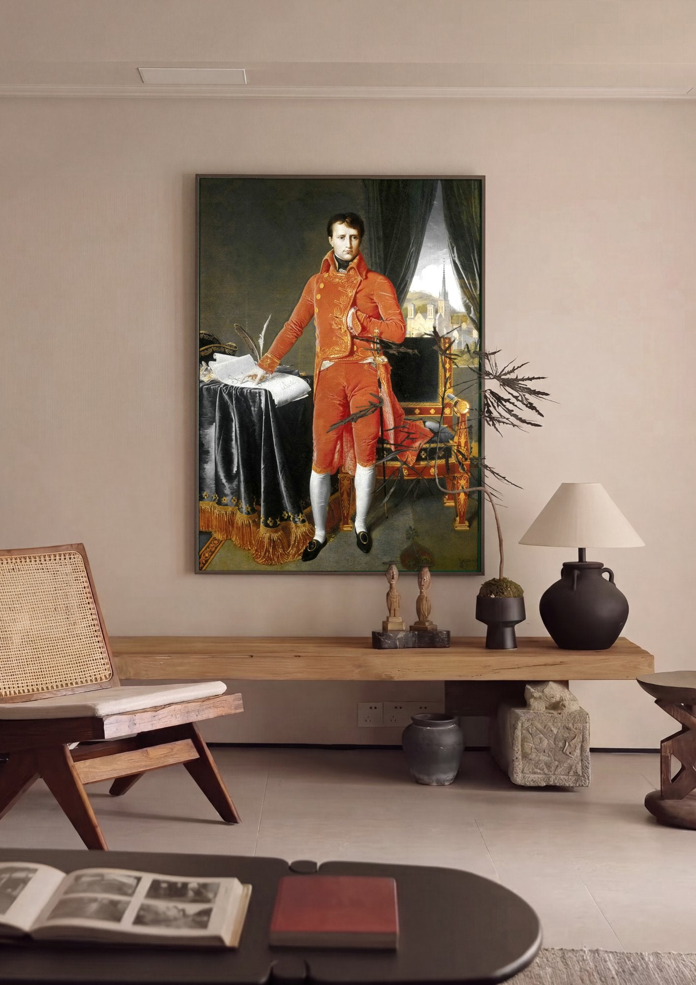 Quadro Decorativo Napoleão em Traje de Gala - Ingres em ambiente decorado