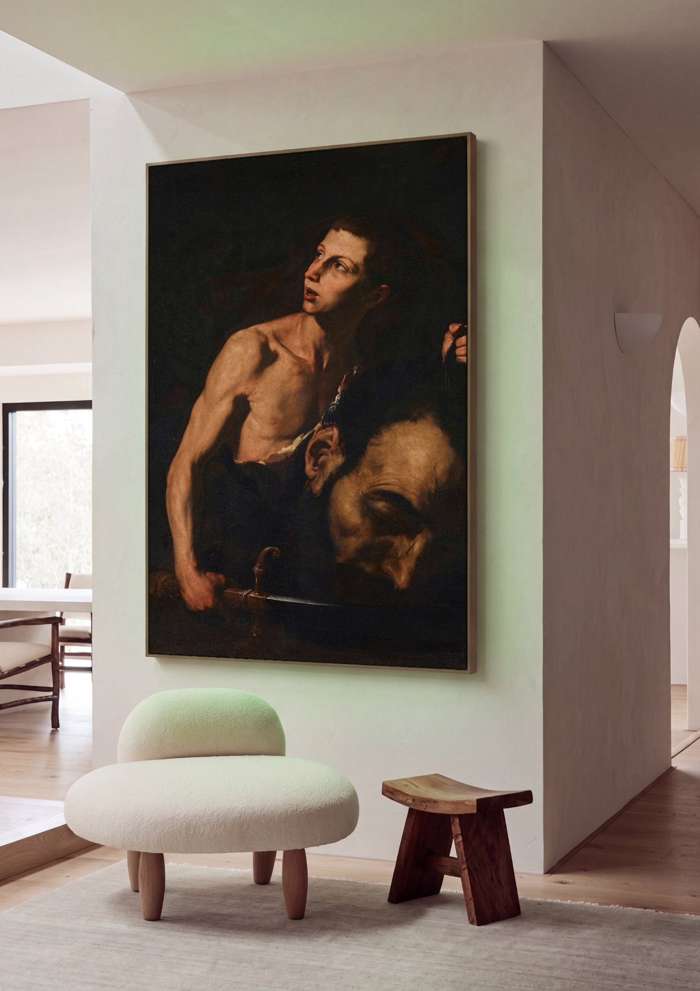 Quadro Decorativo Davi com a Cabeça de Golias - Jusepe de Ribera em ambiente decorado