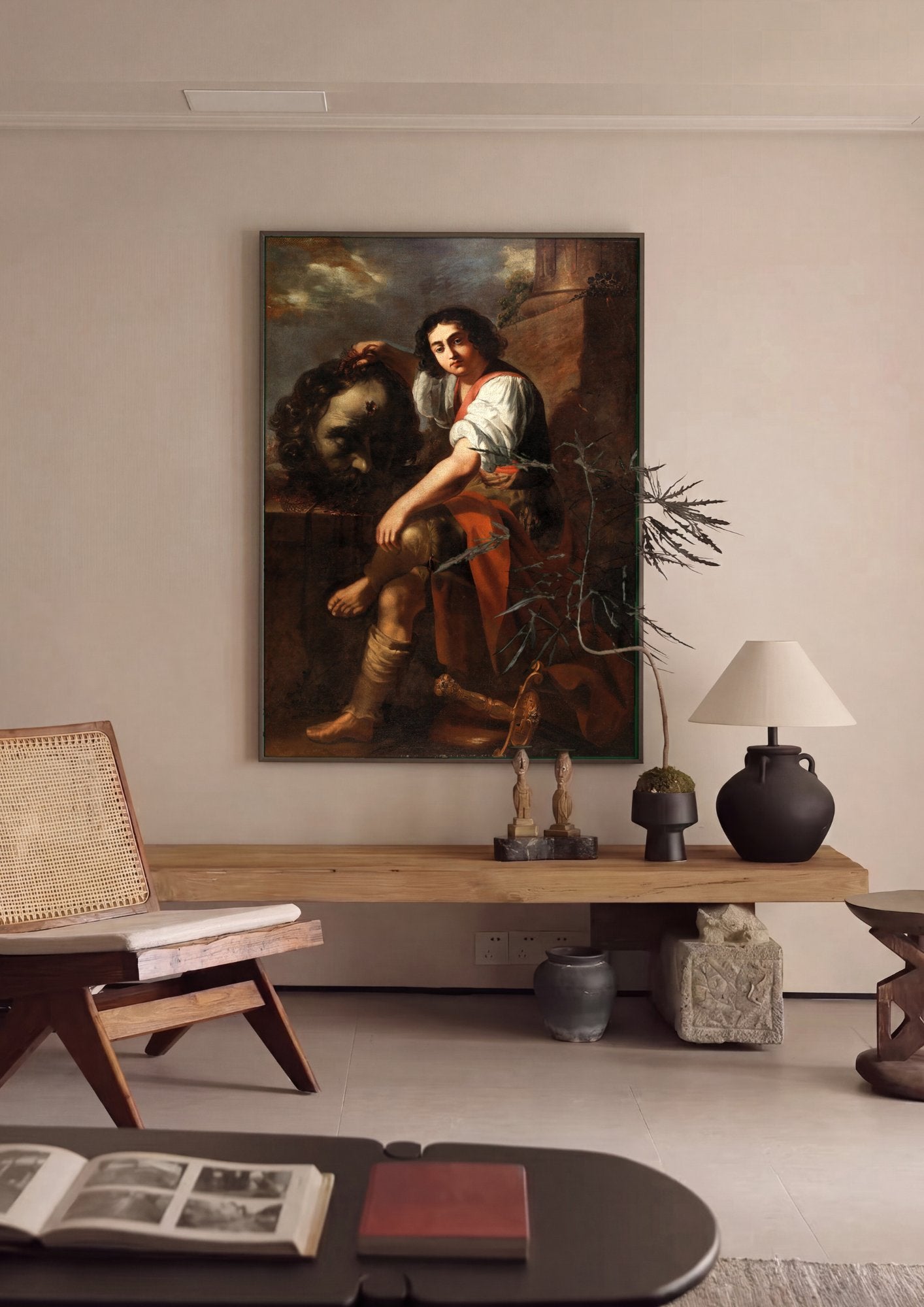 Quadro Decorativo Davi com a Cabeça de Golias - Artemisia Gentileschi em ambiente decorado