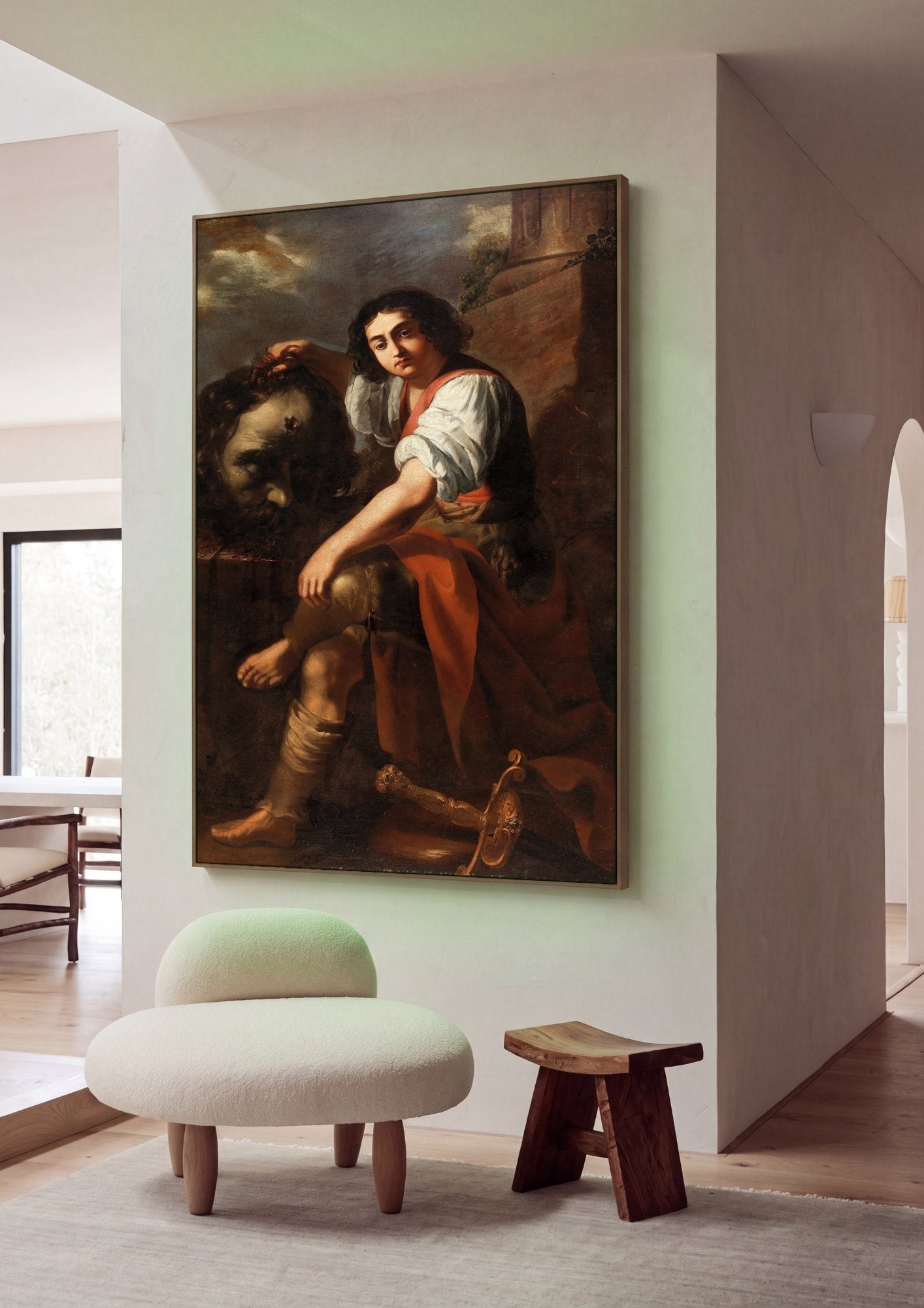 Quadro Decorativo Davi com a Cabeça de Golias - Artemisia Gentileschi em ambiente decorado