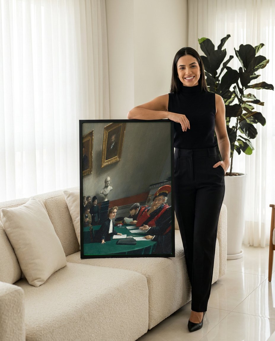 Quadro Decorativo: Uma Causa Importante - Jean Béraud com modelo em ambiente