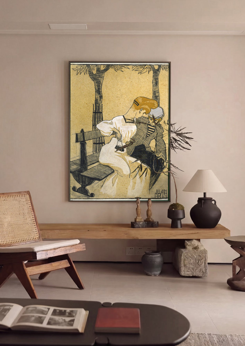 Quadro Decorativo 'La Femme à la brosse' - Juan Gris em ambiente decorado