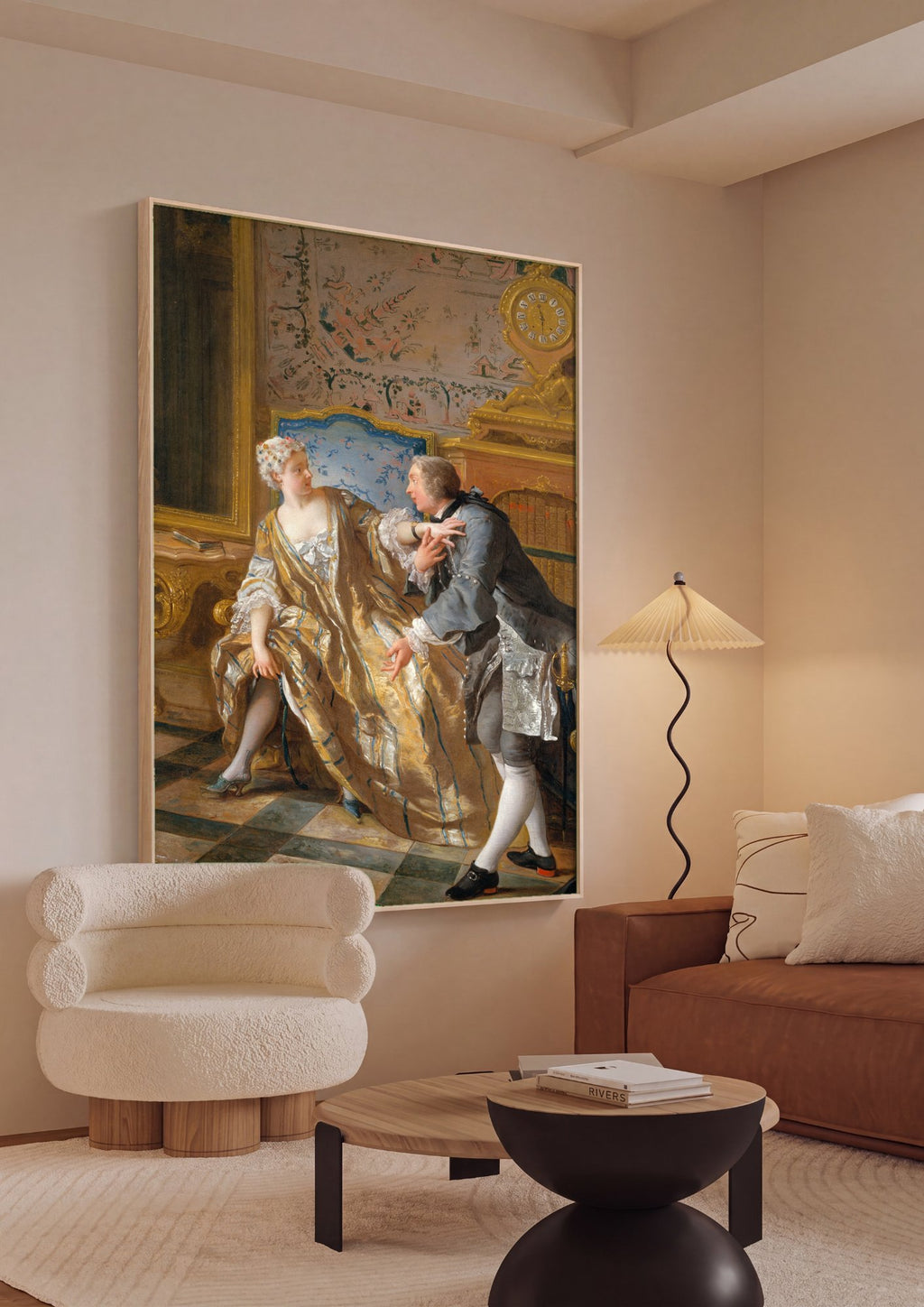 Quadro Decorativo A Leitura de Molière - Jean François de Troy em ambiente decorado