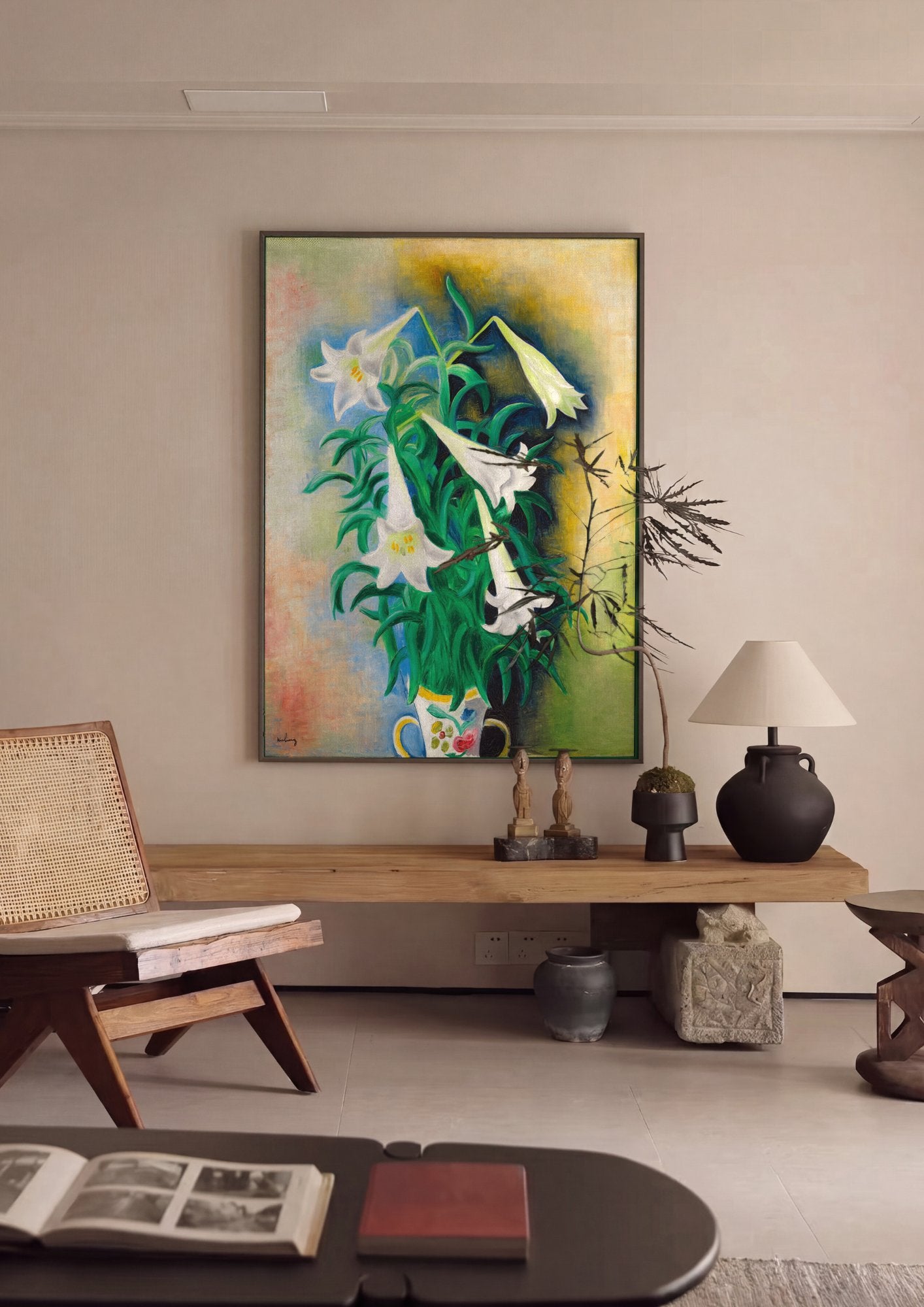 Quadro Decorativo Lírios em Vaso - Moïse Kisling em ambiente decorado