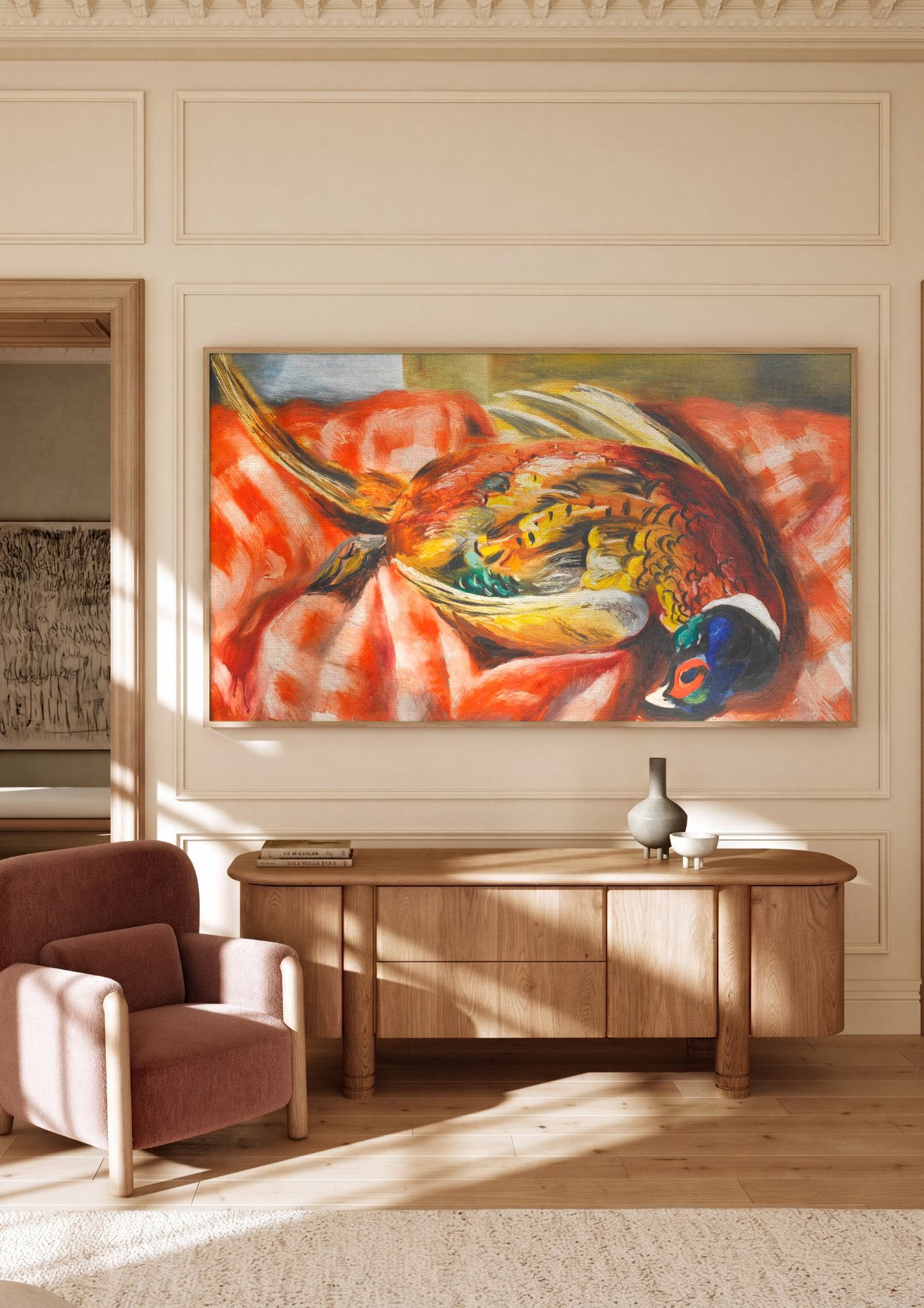 Quadro Decorativo Faisão de Caça - Moïse Kisling em ambiente decorado