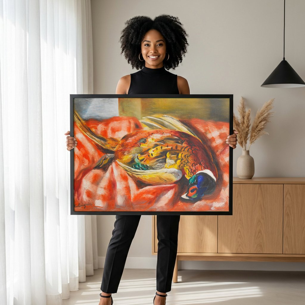 Quadro Decorativo Faisão de Caça - Moïse Kisling com modelo em ambiente