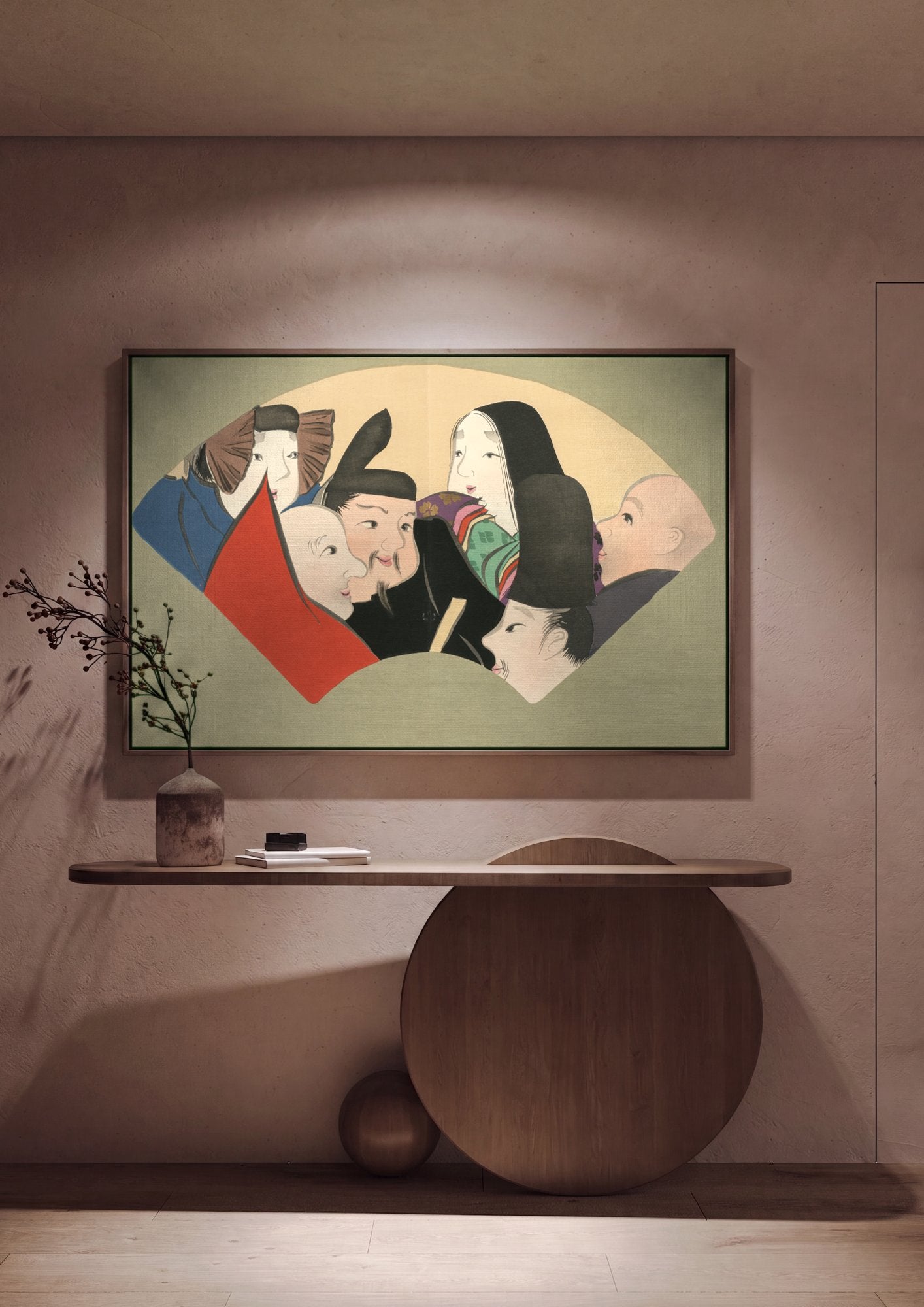 Quadro Decorativo Sete Deuses da Sorte - Kamisaka Sekka em ambiente decorado