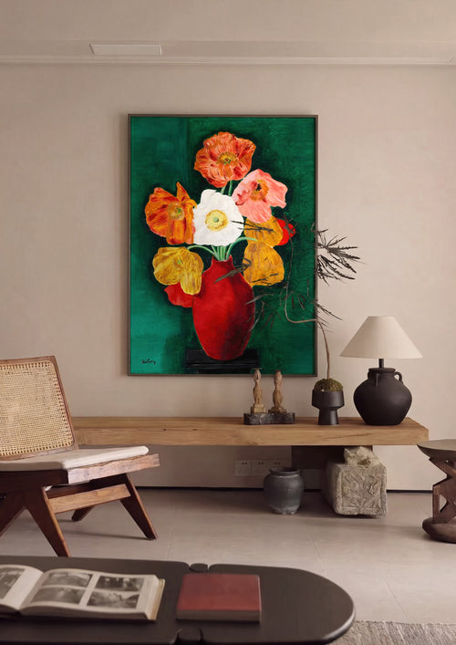 Quadro Decorativo 'Flores no Vaso' - Moïse Kisling em ambiente decorado