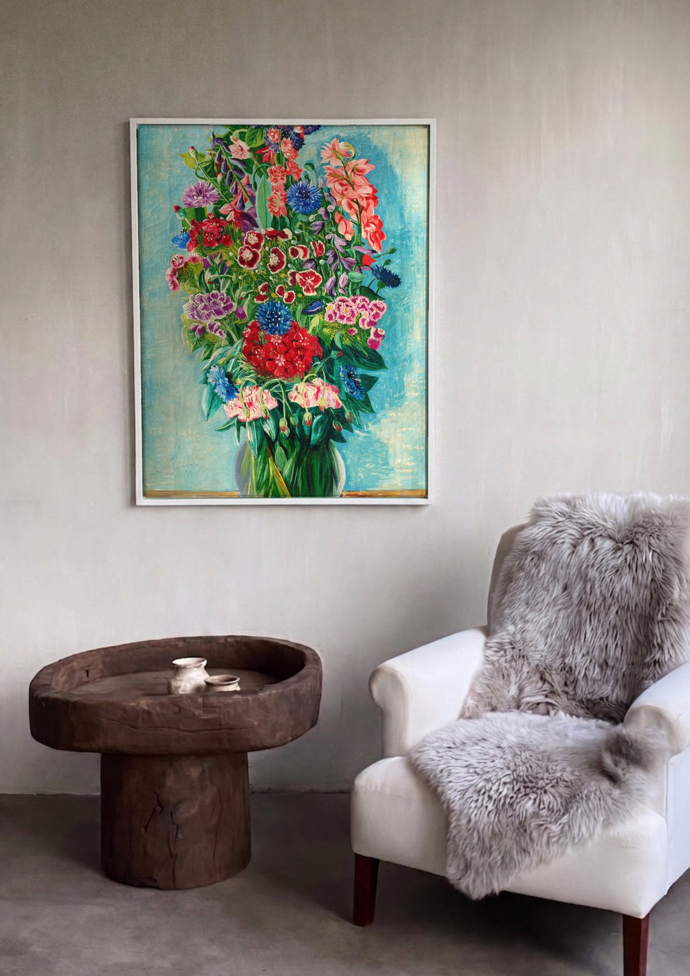 Quadro Decorativo 'Vaso de Flores' - Moïse Kisling em ambiente decorado