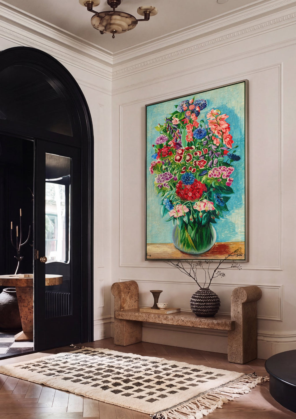 Quadro Decorativo 'Vaso de Flores' - Moïse Kisling em ambiente decorado