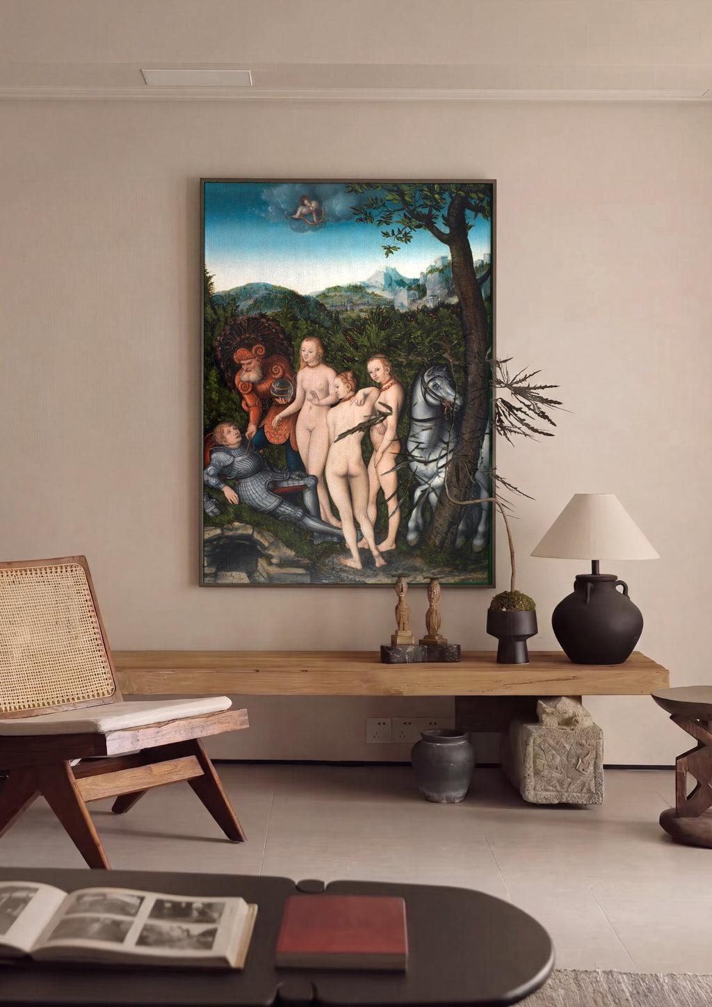 Quadro Decorativo A Fonte da Juventude - Lucas Cranach em ambiente decorado