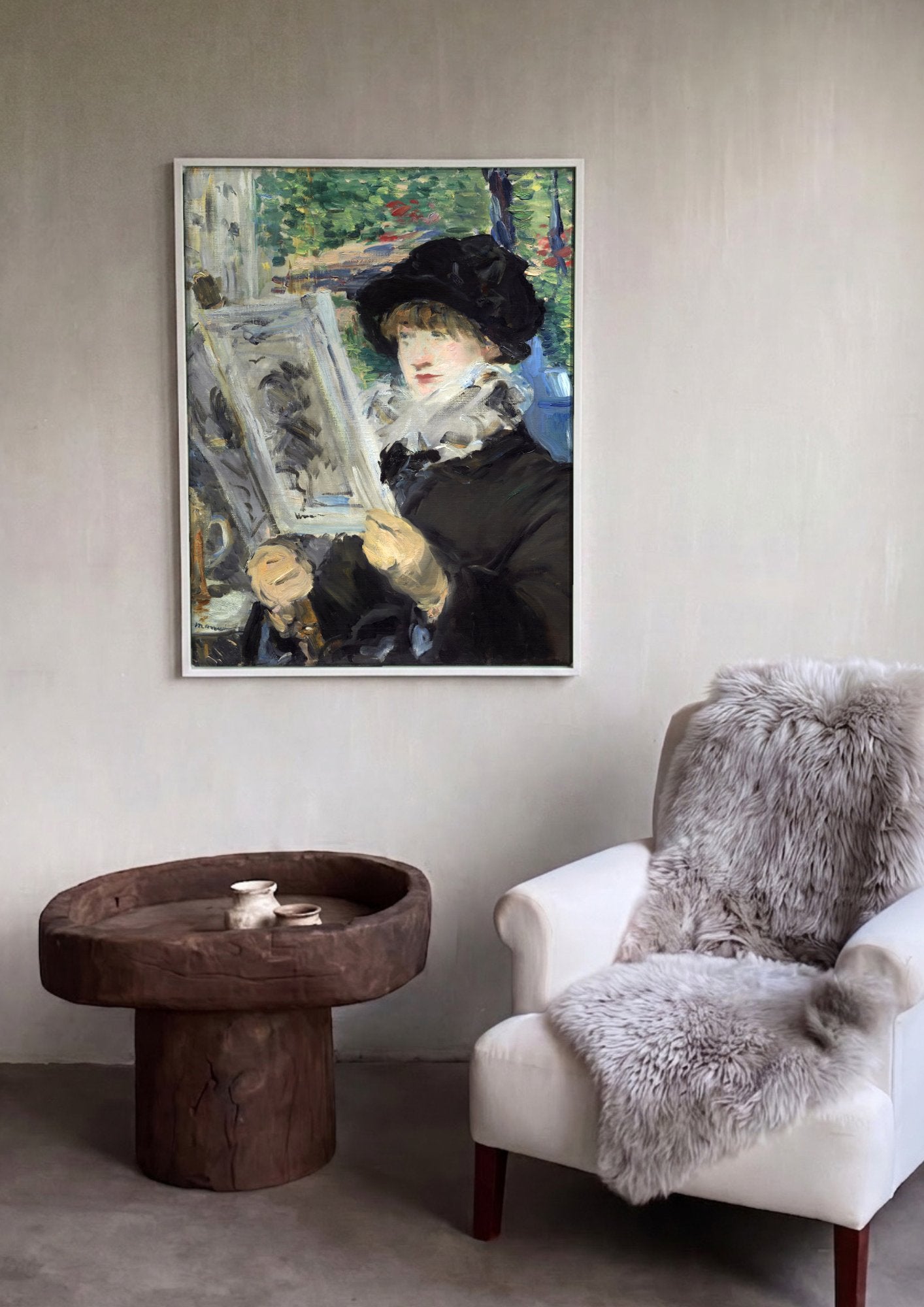 Quadro Decorativo A Leitura (La Lecture) - Manet em ambiente decorado
