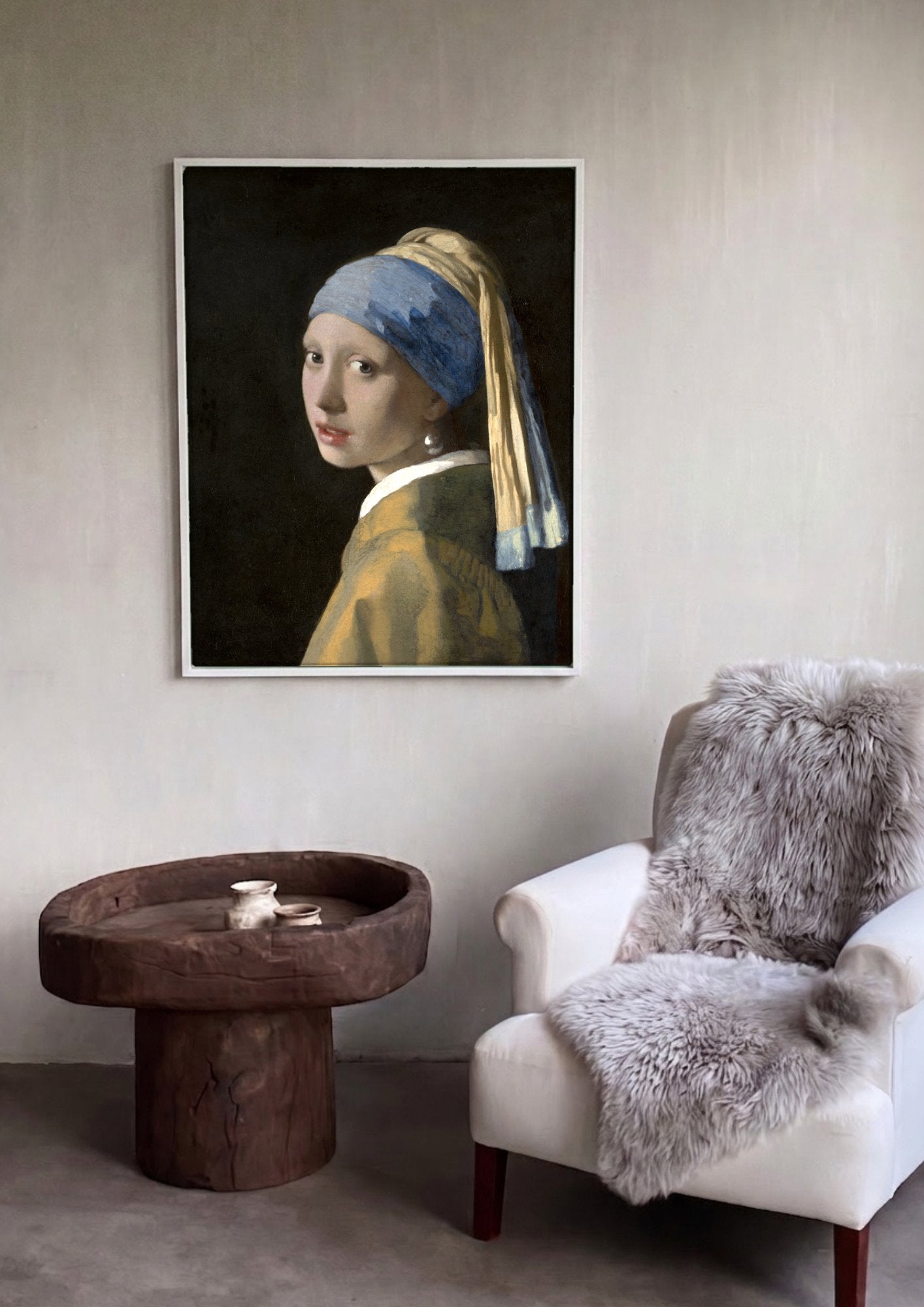 Quadro Decorativo Moça com o Brinco de Pérola - Vermeer em ambiente decorado