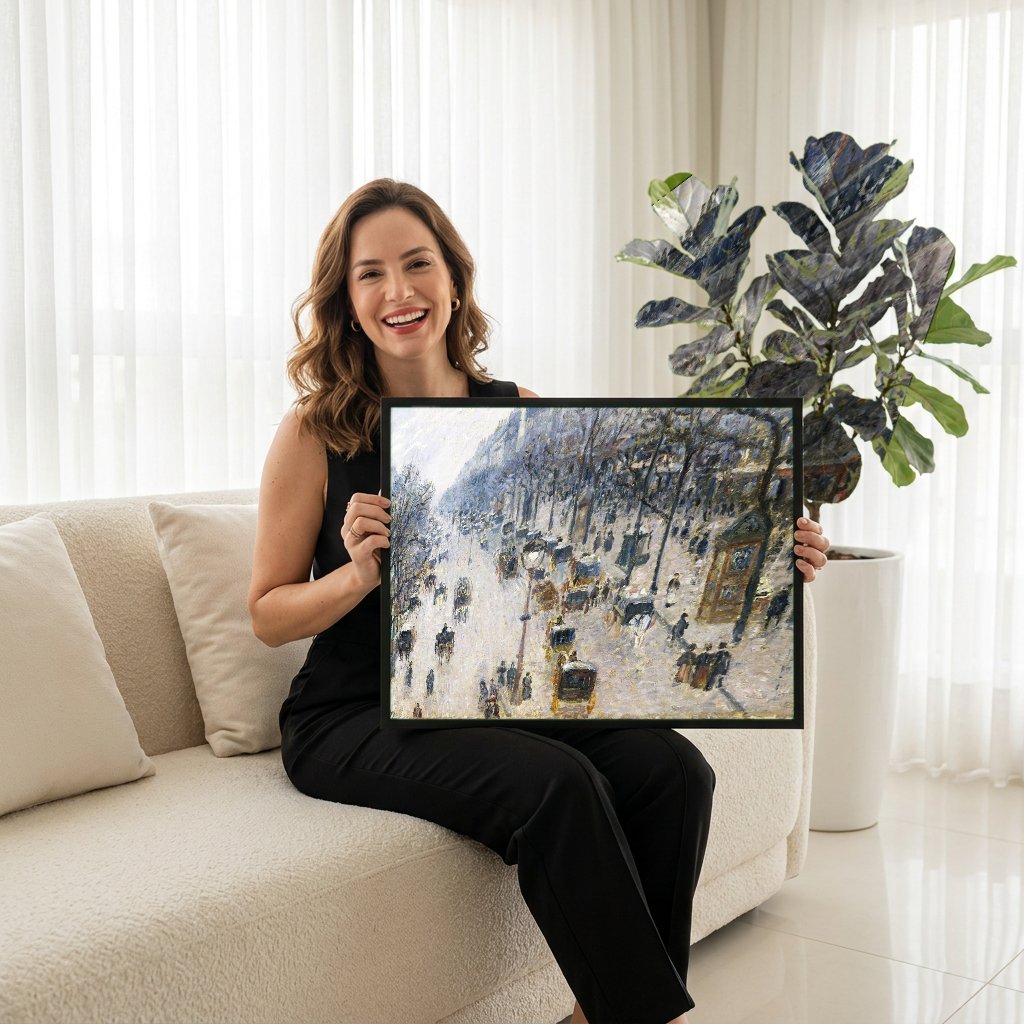 Quadro Decorativo Boulevard Montmartre - Pissarro com modelo em ambiente