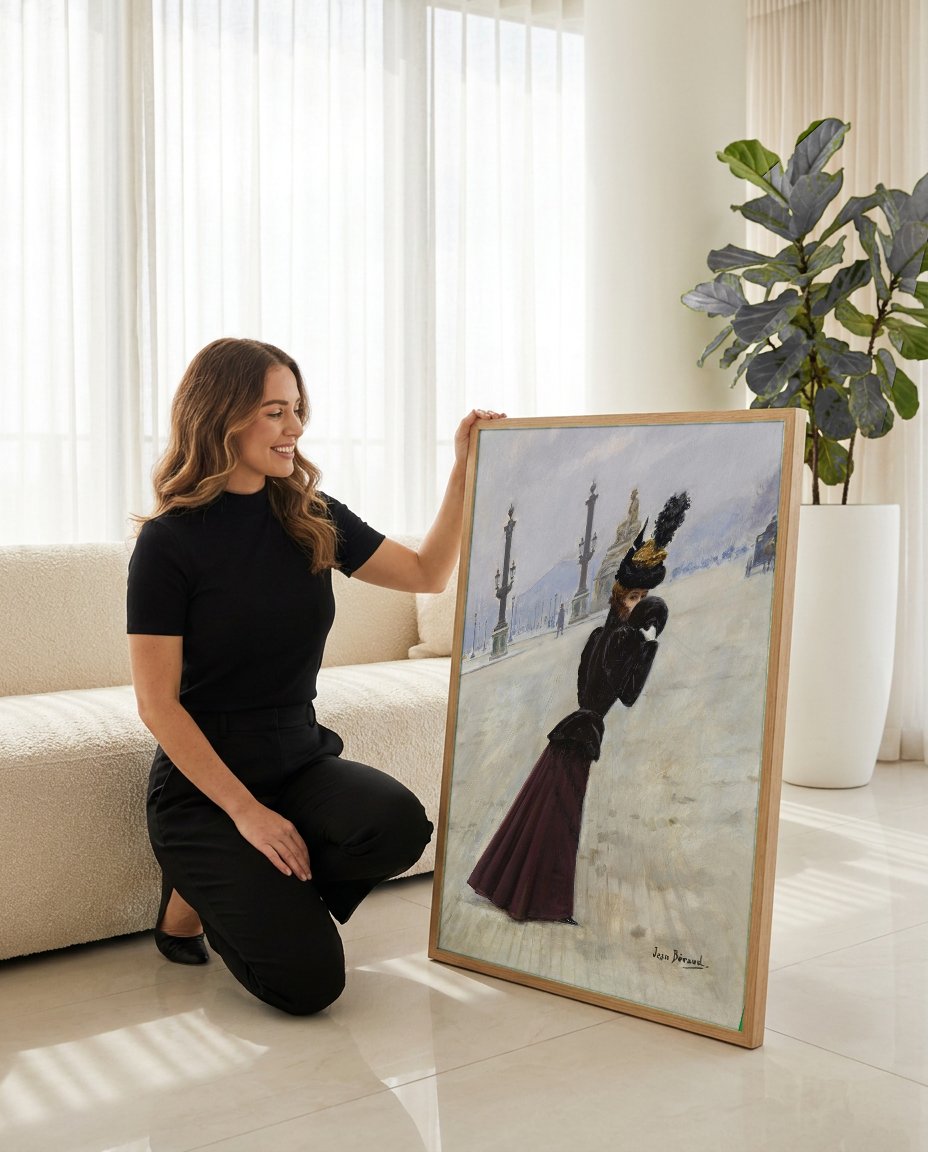 Quadro Decorativo A Dama Misteriosa de Paris - Jean Béraud com modelo em ambiente