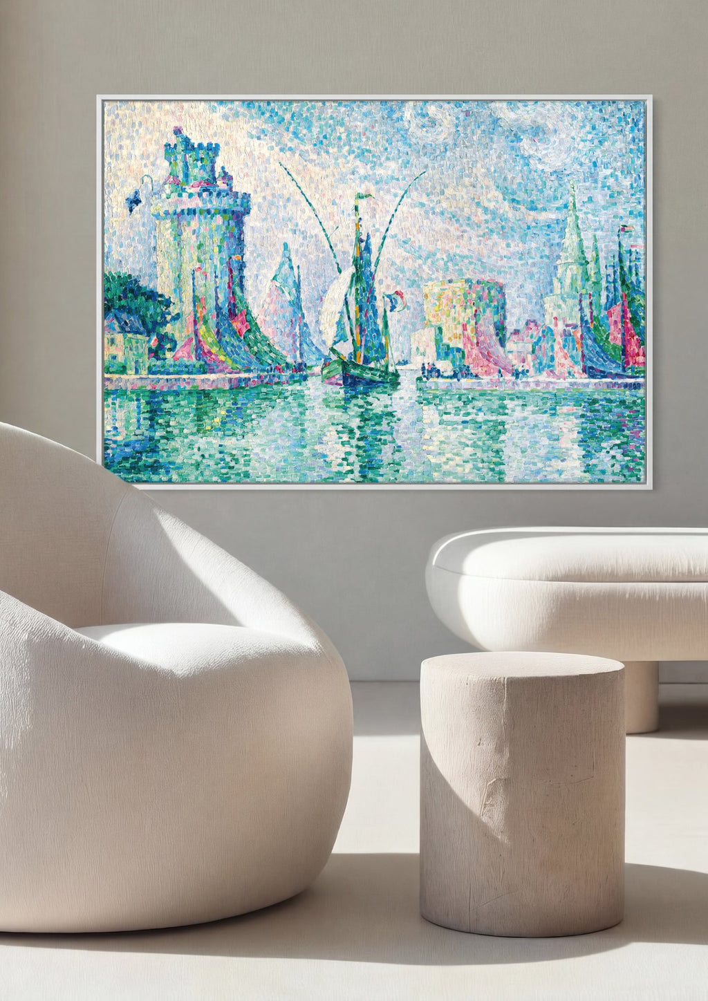 Quadro Decorativo Porto de La Rochelle - Paul Signac em ambiente decorado